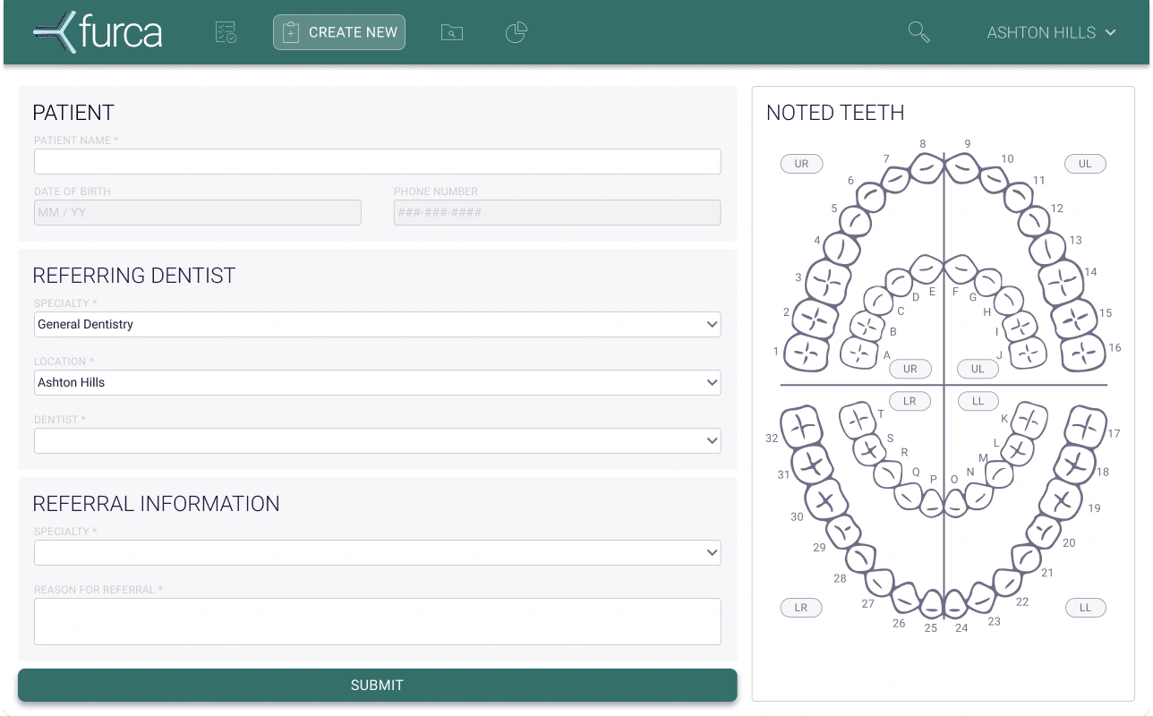 High Fidelity: Create New Referral page