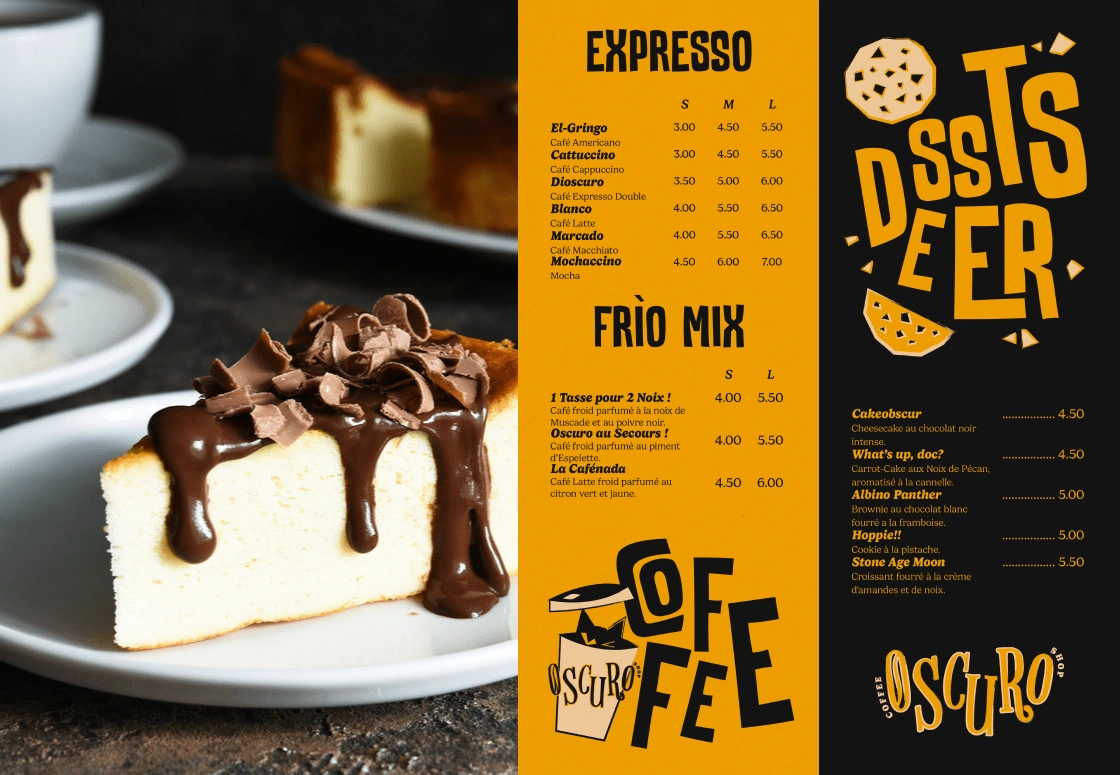 COFFEE & DESSERTS MENU