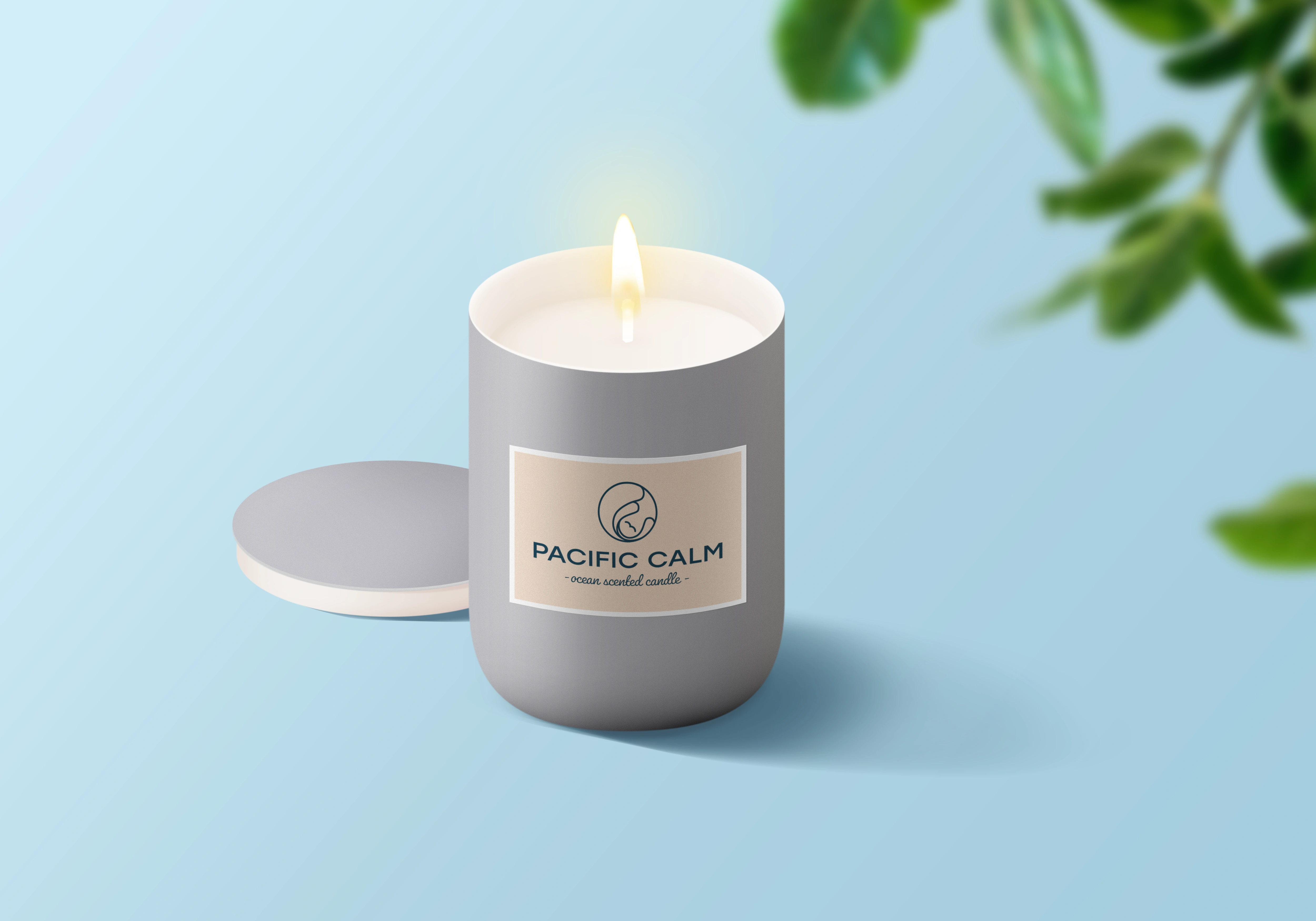 Scented candle with branded sticker