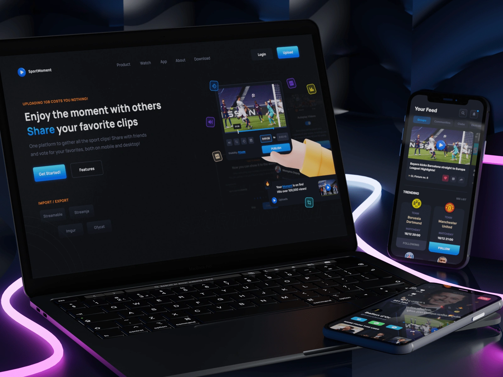 Sport replays - Landing page & Mobile app (Dec 2021)