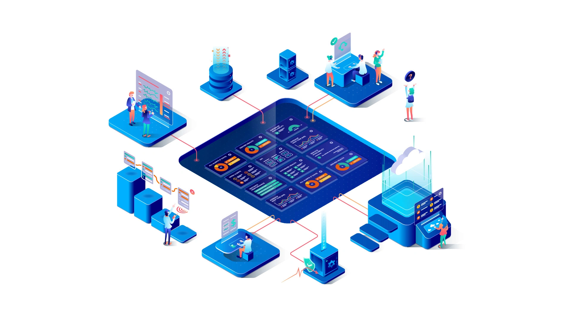 Isometric dashboard hero illustration