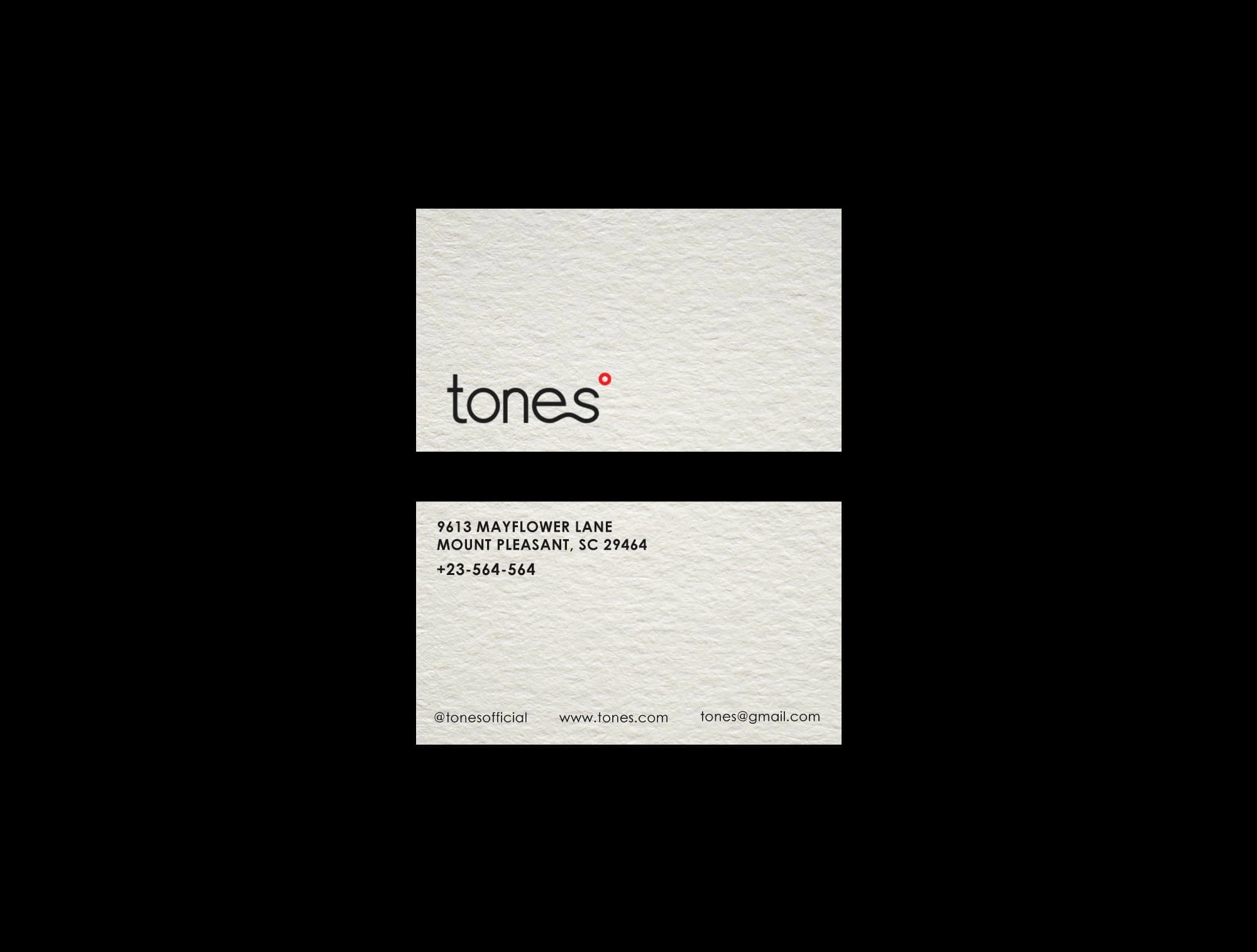 A minimal and modern stationery design was created for tones to keep brand consistency. 