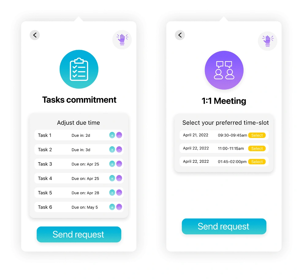 Task adjustments and 1:1 meetings