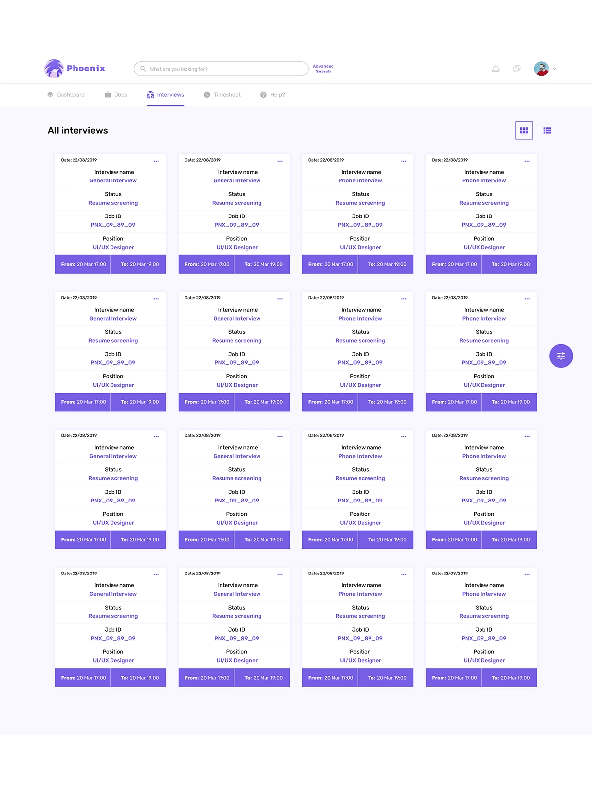 Scheduled Interview Page