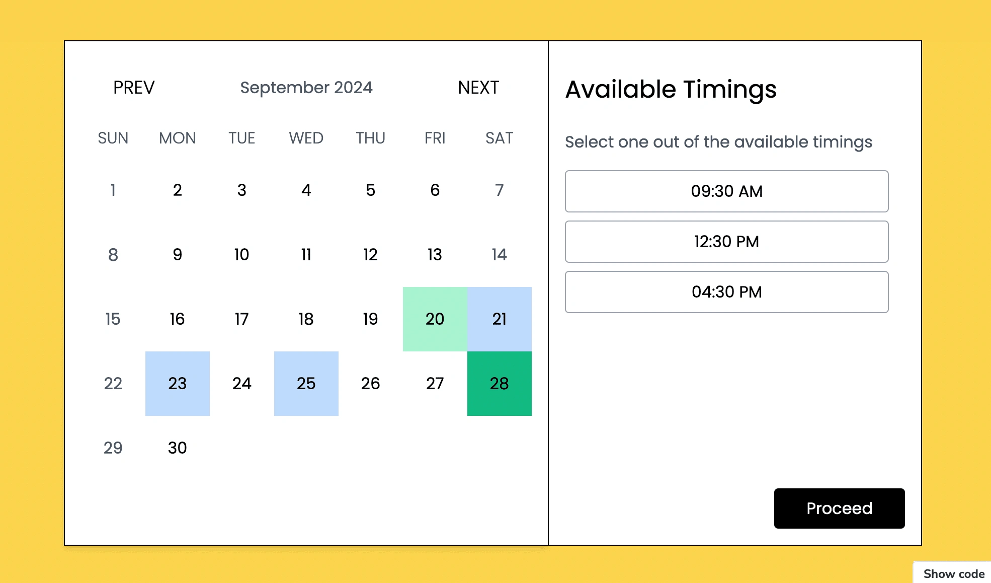 Gott Calendar UI Reservation Component