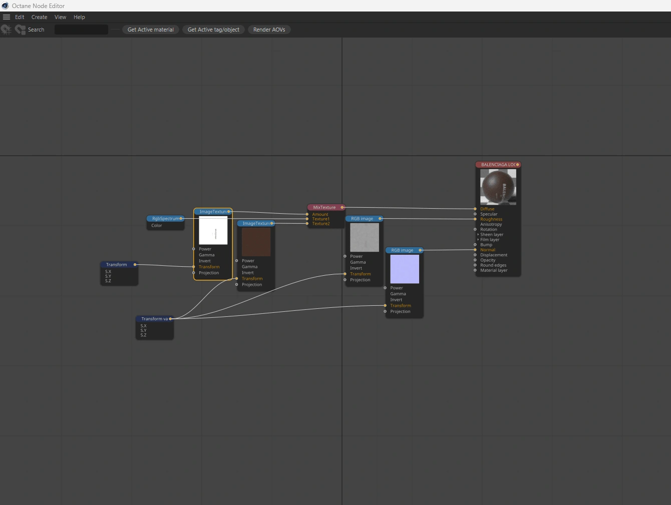 nodes system of the textures