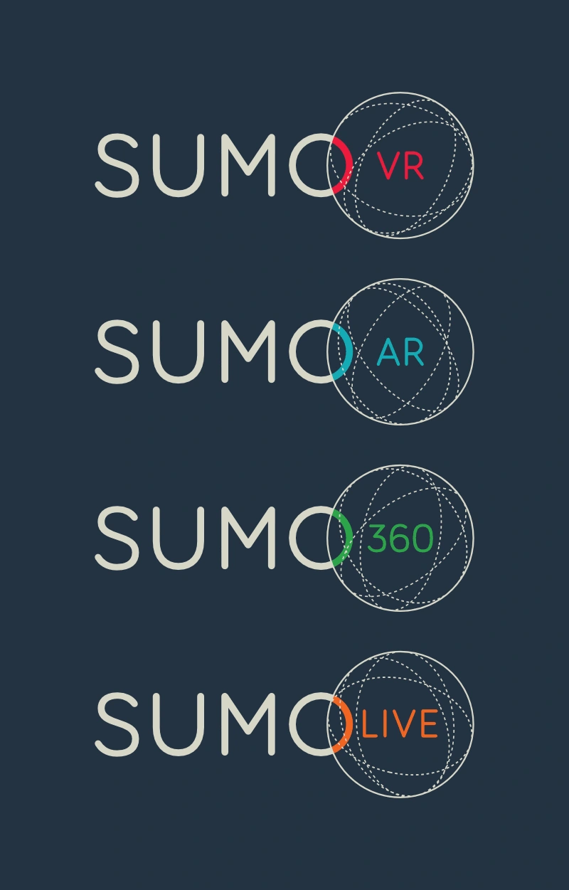 Sumo has several divisions, specializing in different areas of digital experiences development. The logo is a perfect example of a dynamic mark, adapting to each area while maintaining consistency in the simplest way.