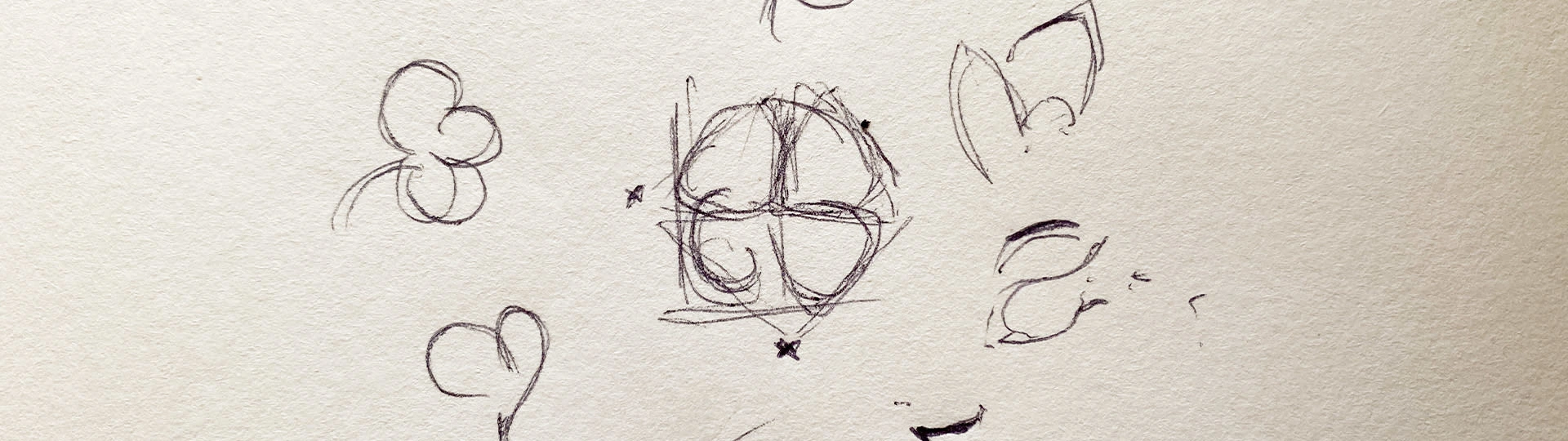 The sketching process of the logo