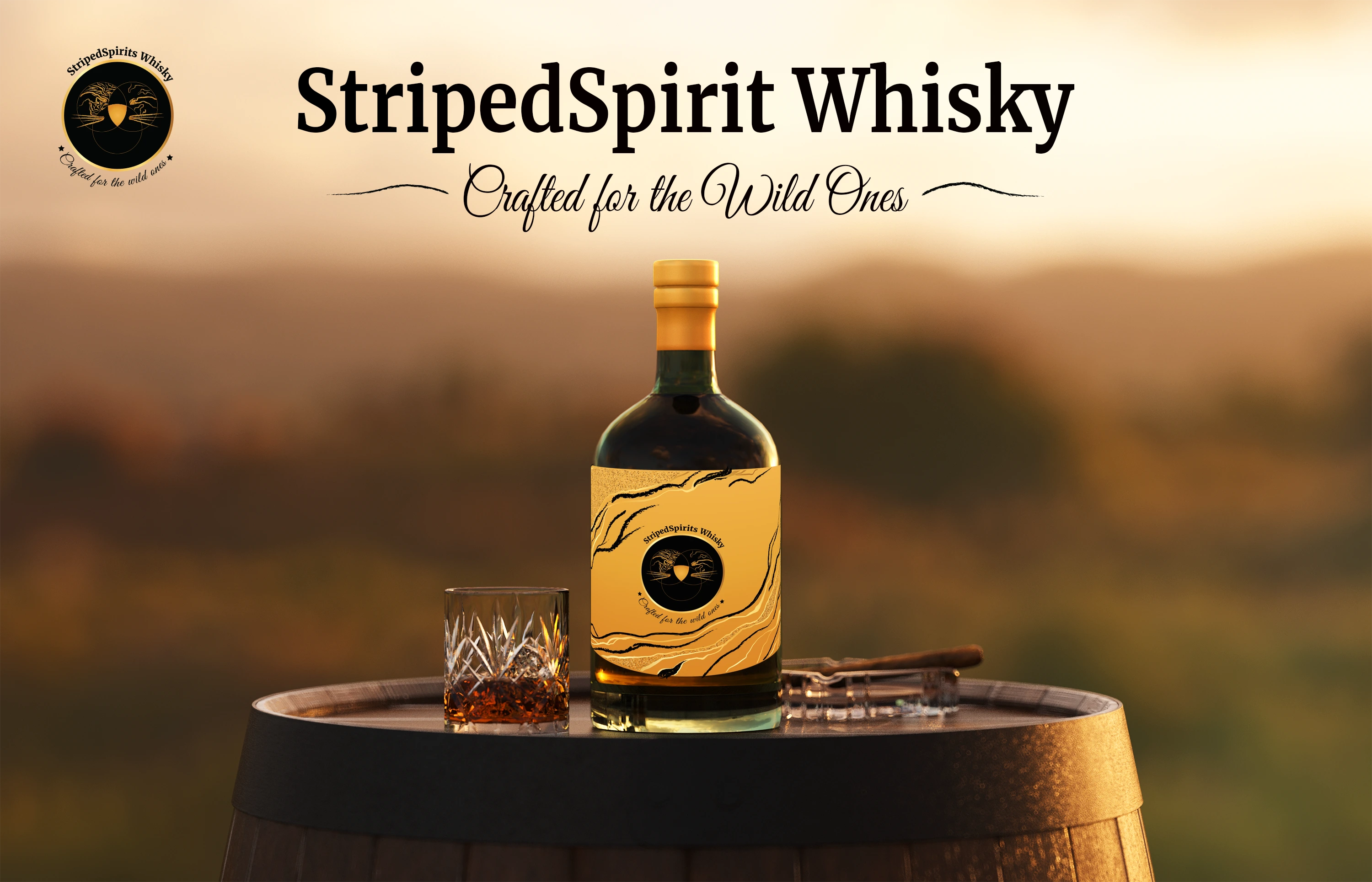 Deep in the heart of the Striped Valley, where the wild meets the whimsical, lies a hidden distillery crafting the elixir of transformation – StripedSpirits Whisky. Legend has it that every sip of this enchanted blend unleashes the spirit of the tiger within, inviting you to join "The Tiger's Dance."