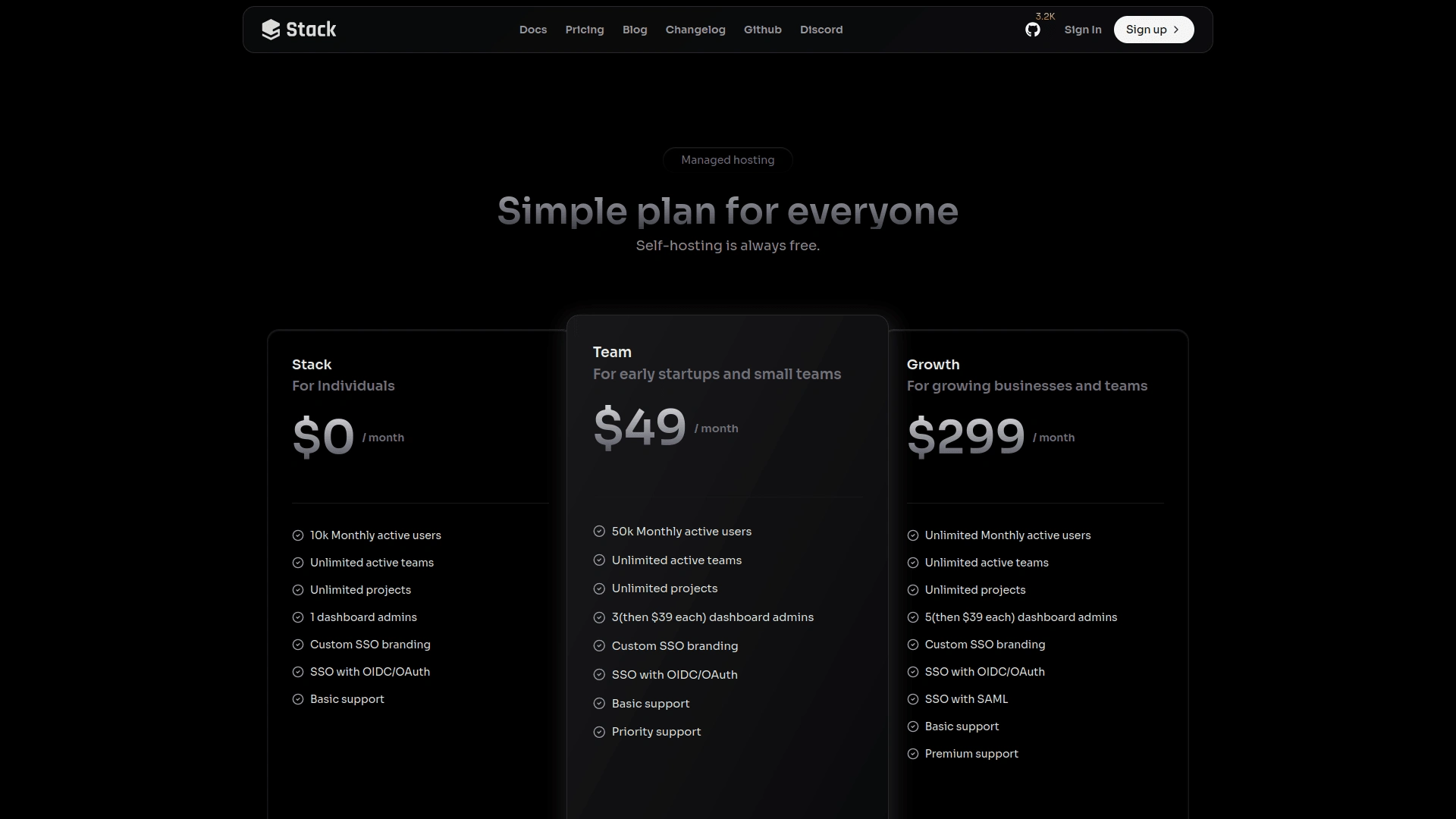 Pricing page