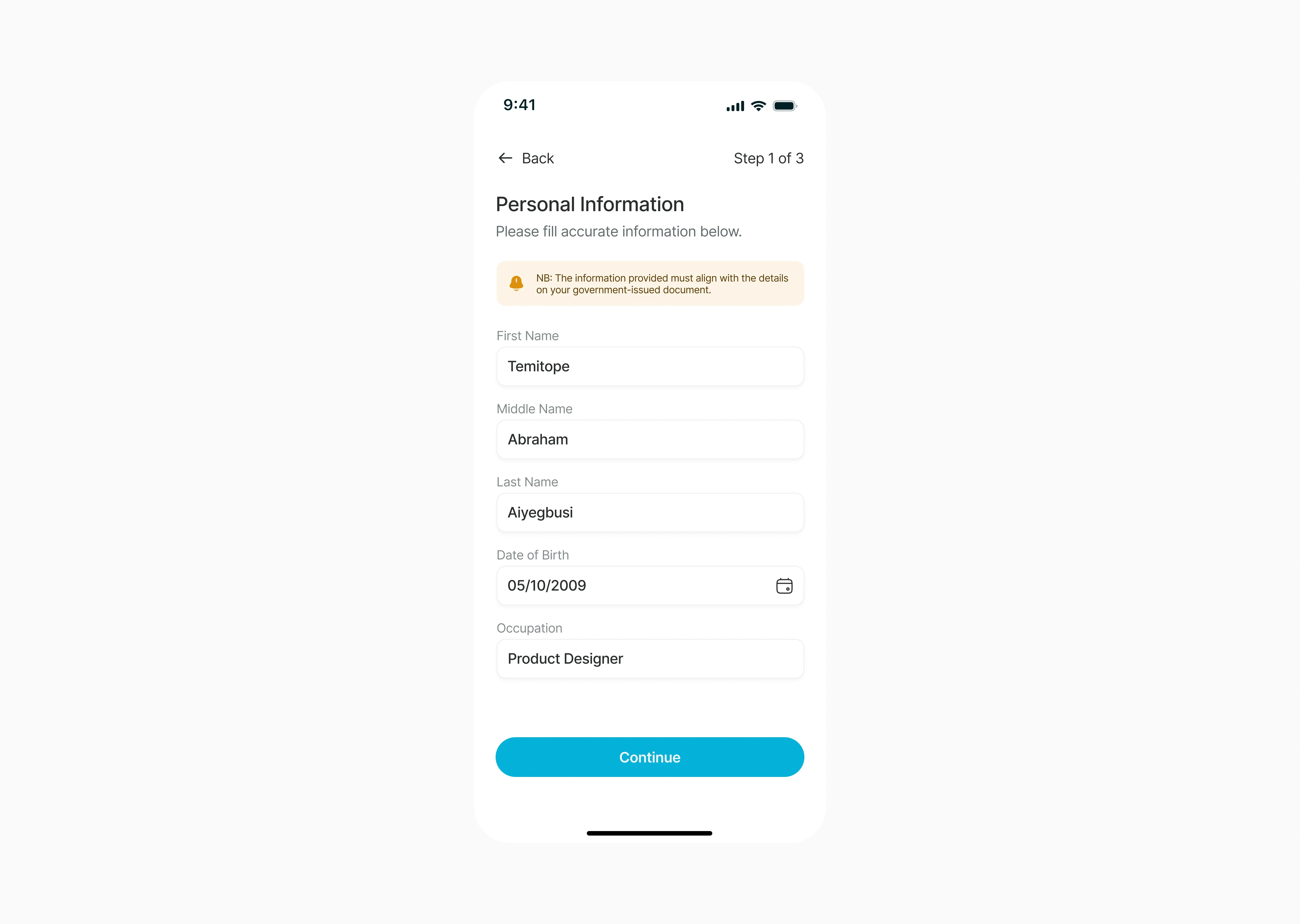 Personal Information - Mobile