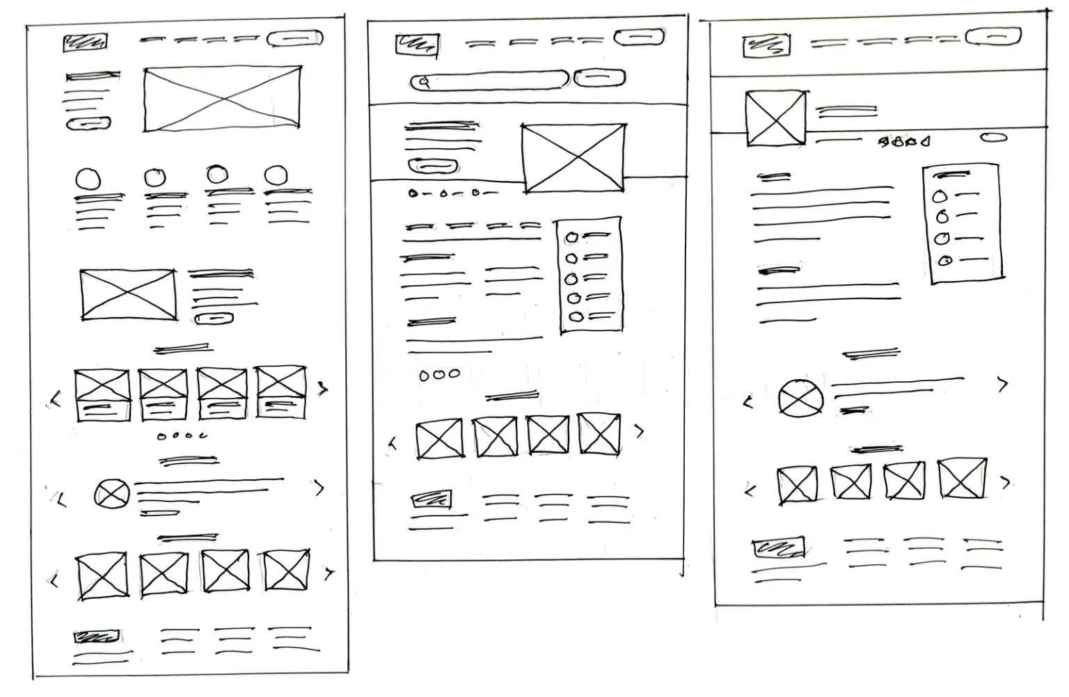 Wireframes for basic layout