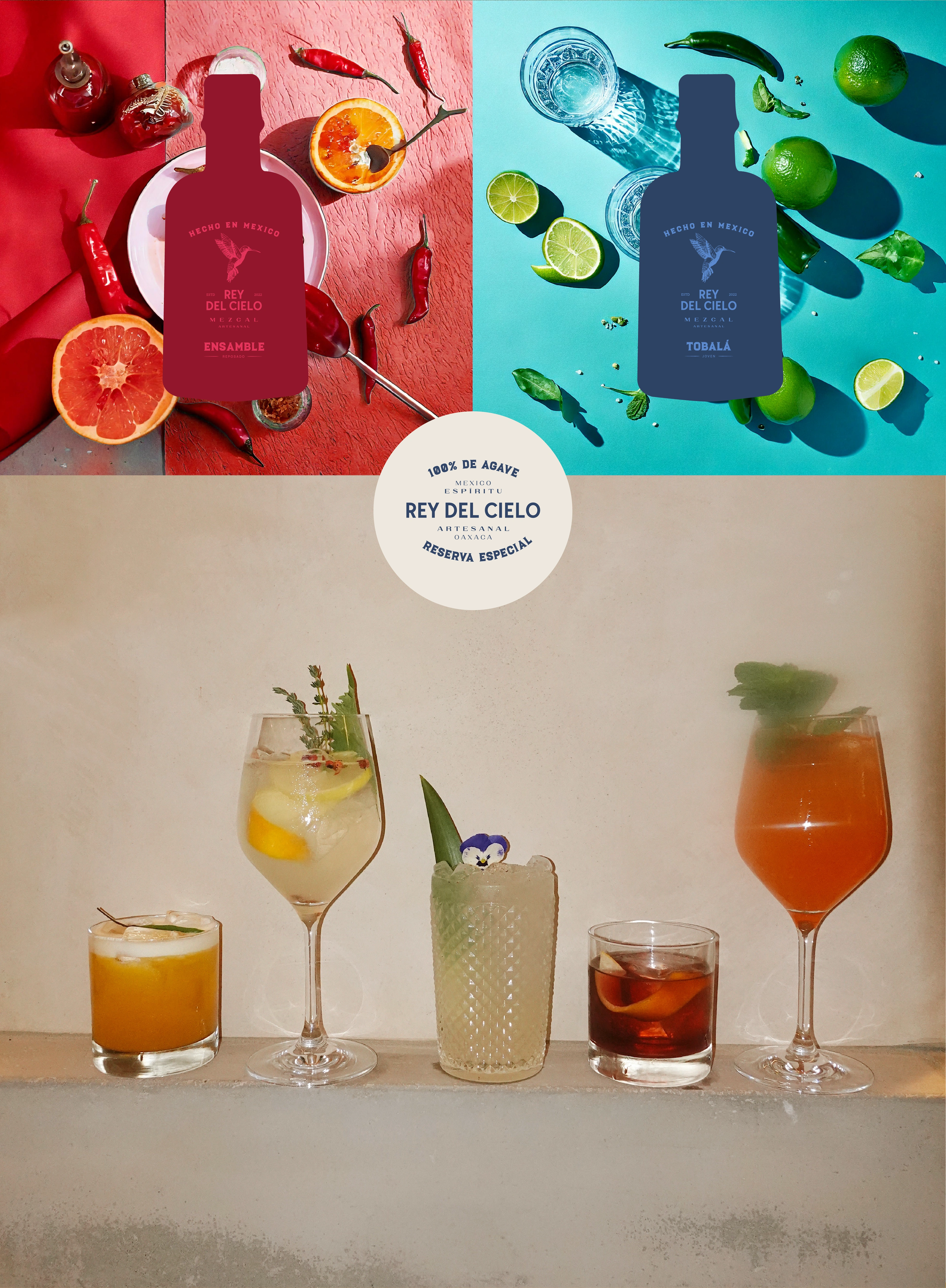 To bring the brand story to life, red and blue lifestyle imagery on the grid was created using Adobe Firefly AI. These visuals highlight the mezcal’s pairing possibilities, featuring ingredients used in the mezcal-making process and the ideal accompaniments for enjoying it.