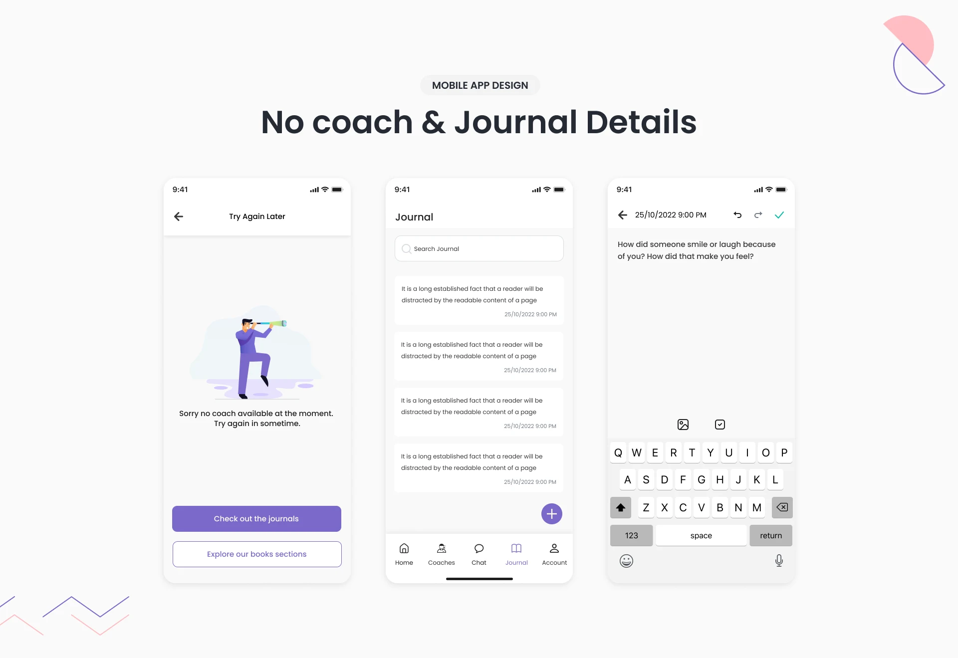 No coach & Journal Details