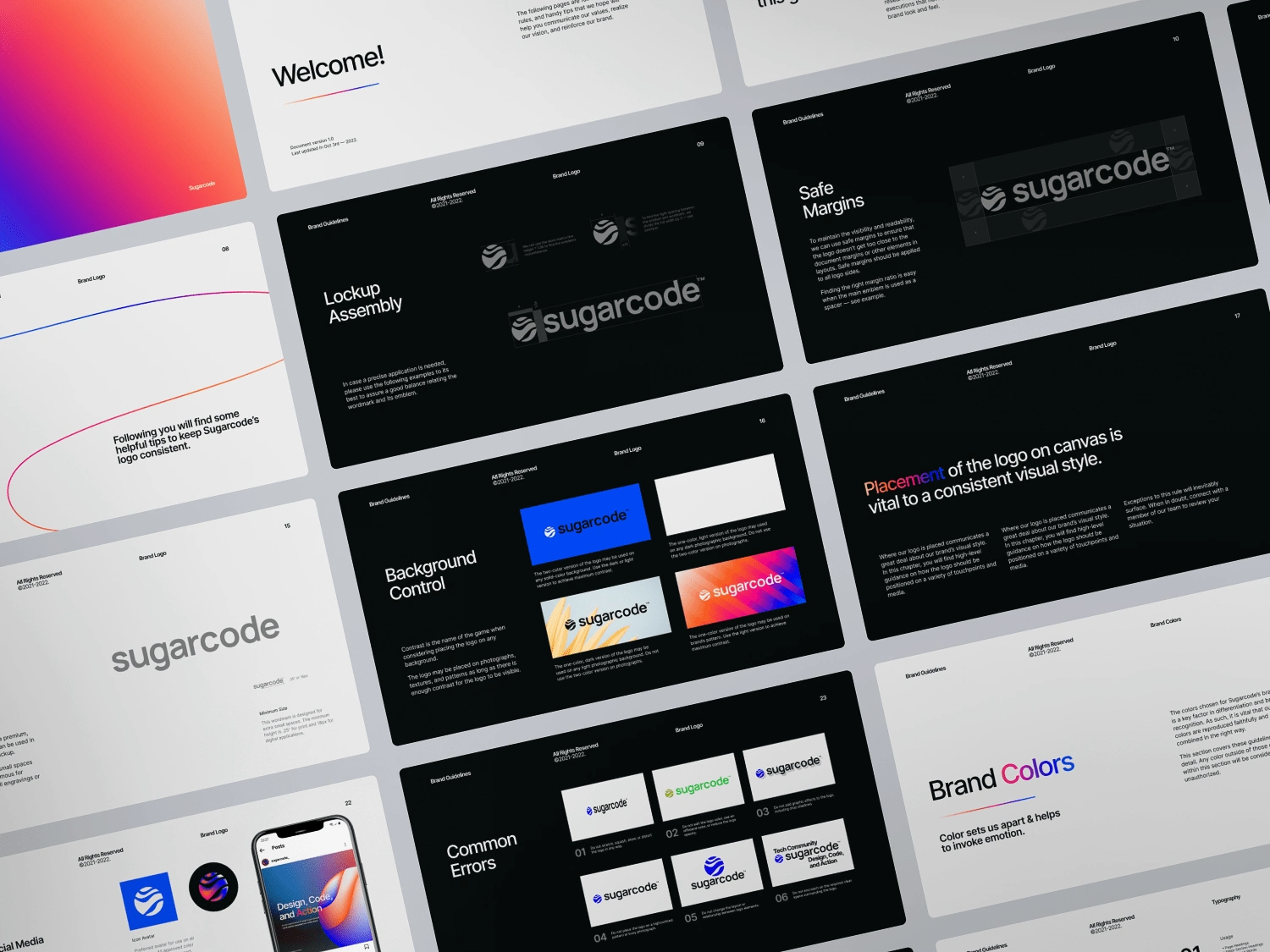 Sneak peek of Sugarcode's extensive Brand Guidelines book.