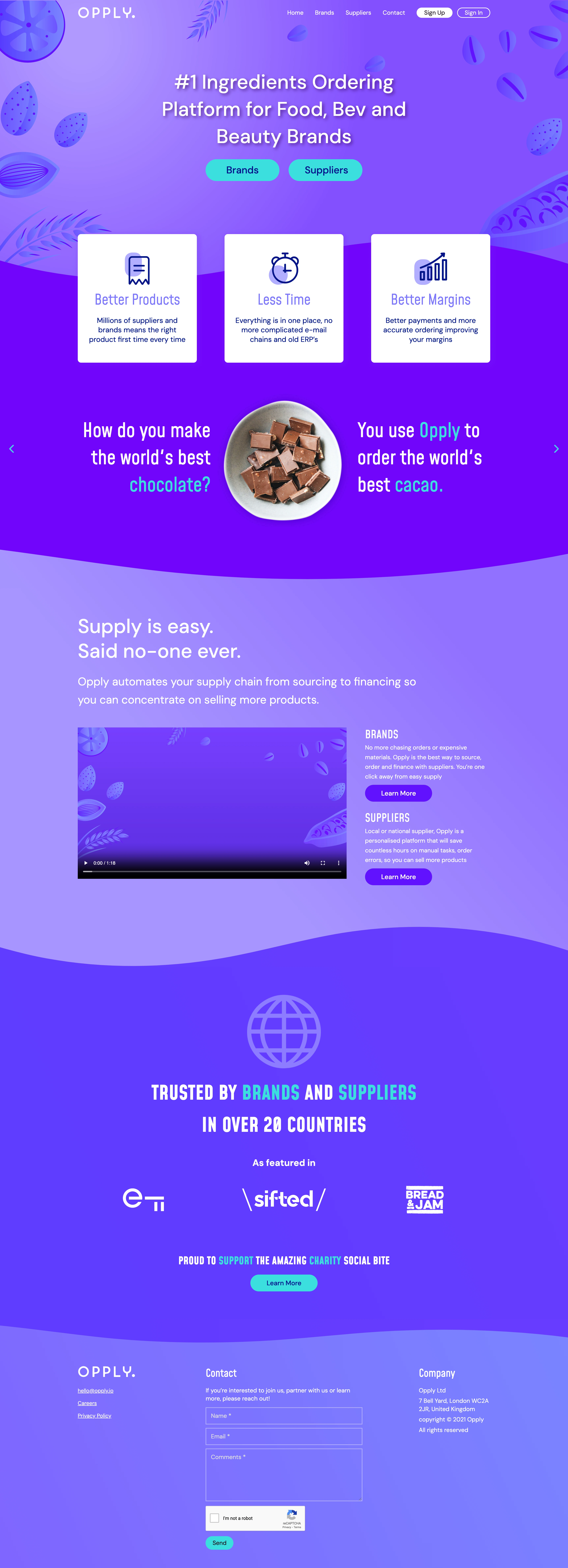 Landing Page of Opply