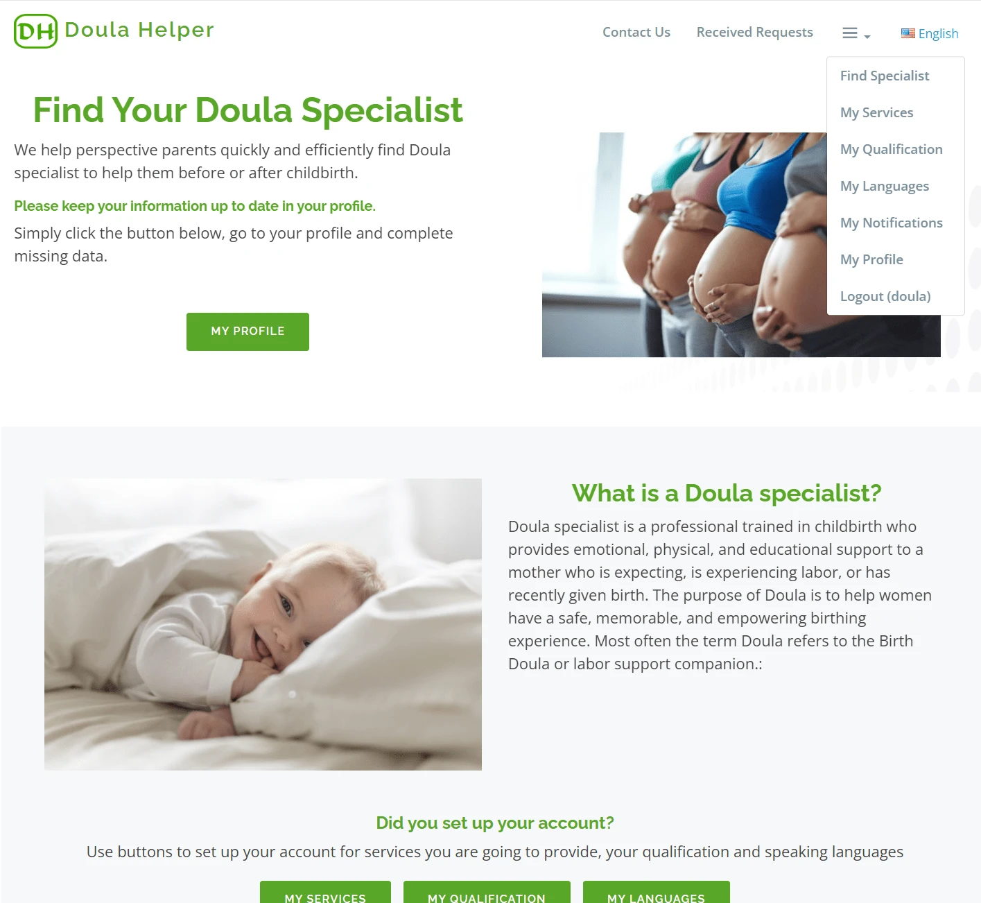 Doula Specialist Interface