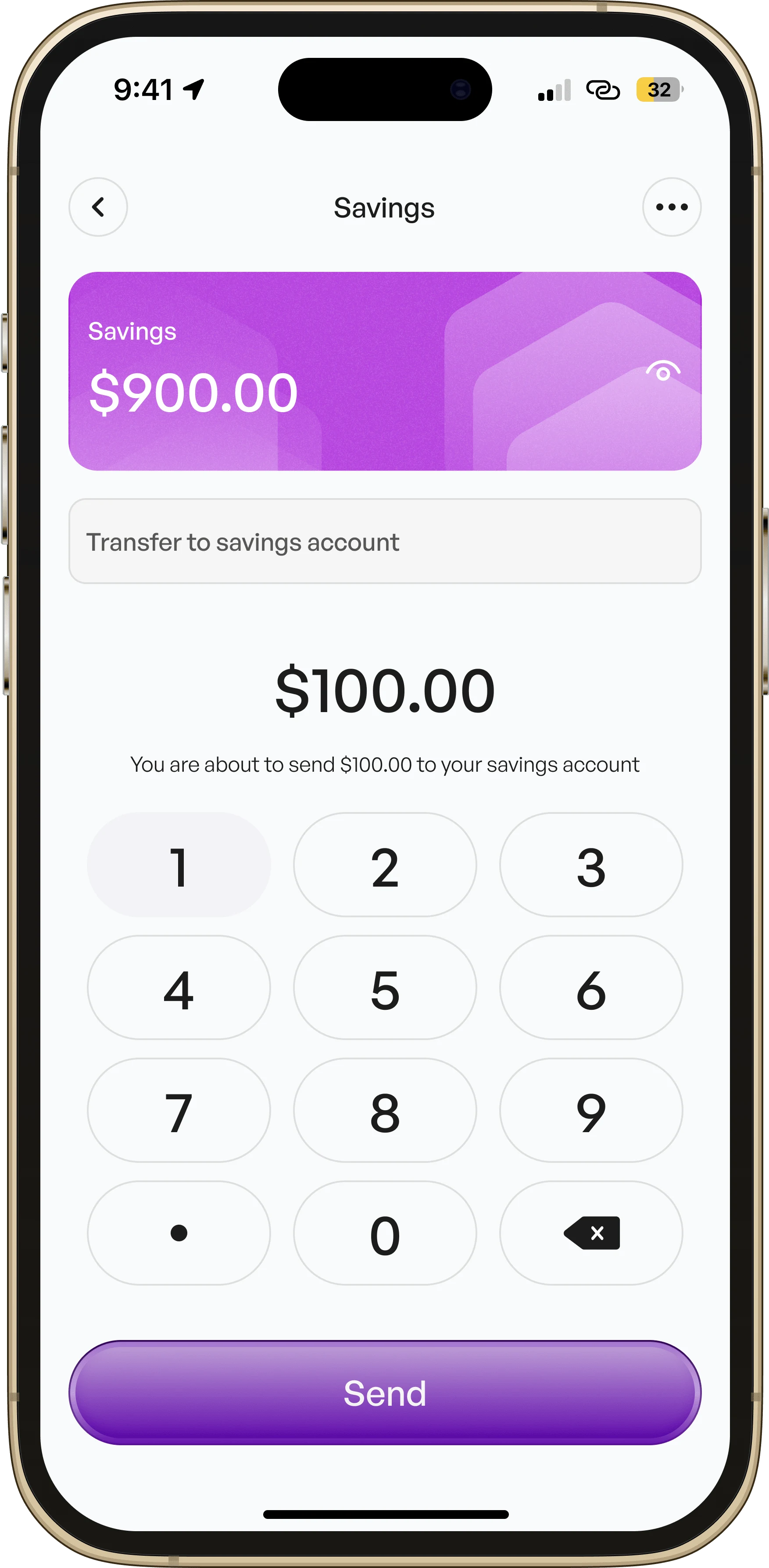 Savings Page of the Mobile App