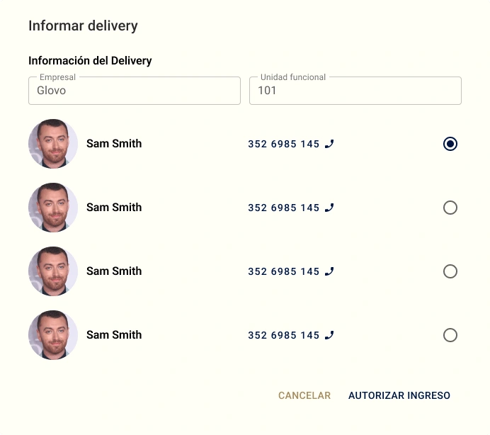 Delivery: informar delivery (Modal)