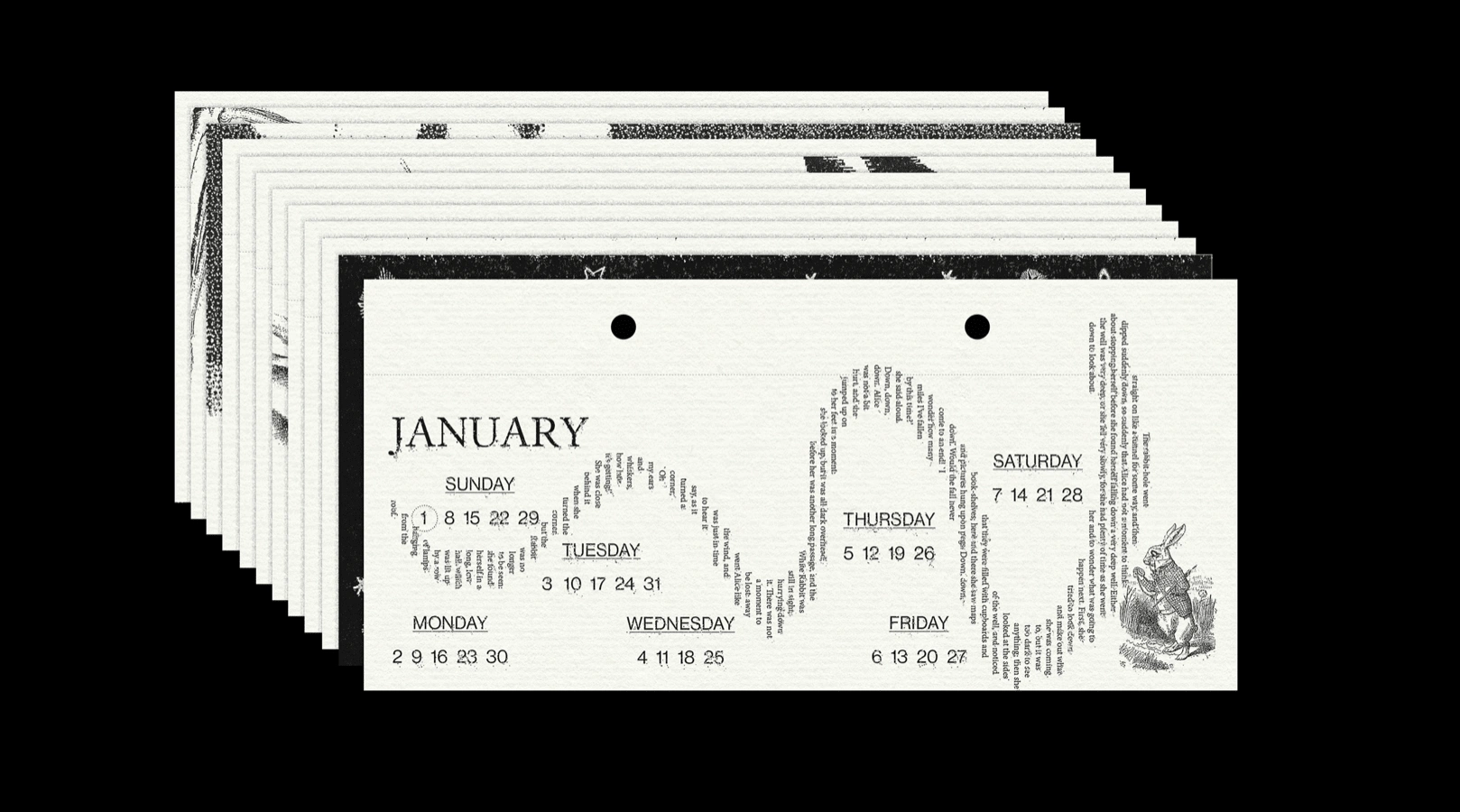 Each month features a different rabbit theme. Pictured above is the White Rabbit from Alice in Wonderland.