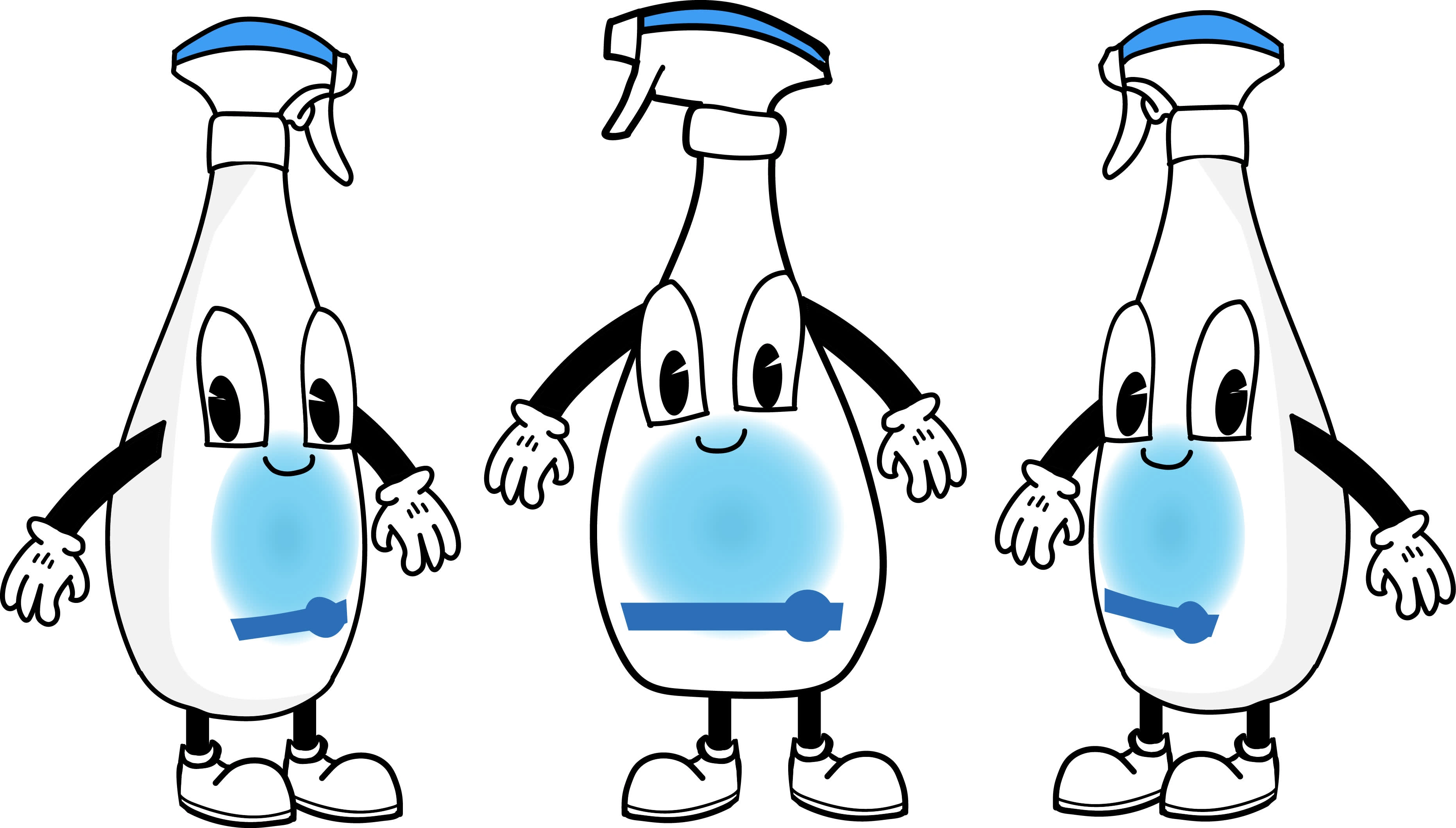 Reto characters of Pooph Bottle front view and 3/4 views.