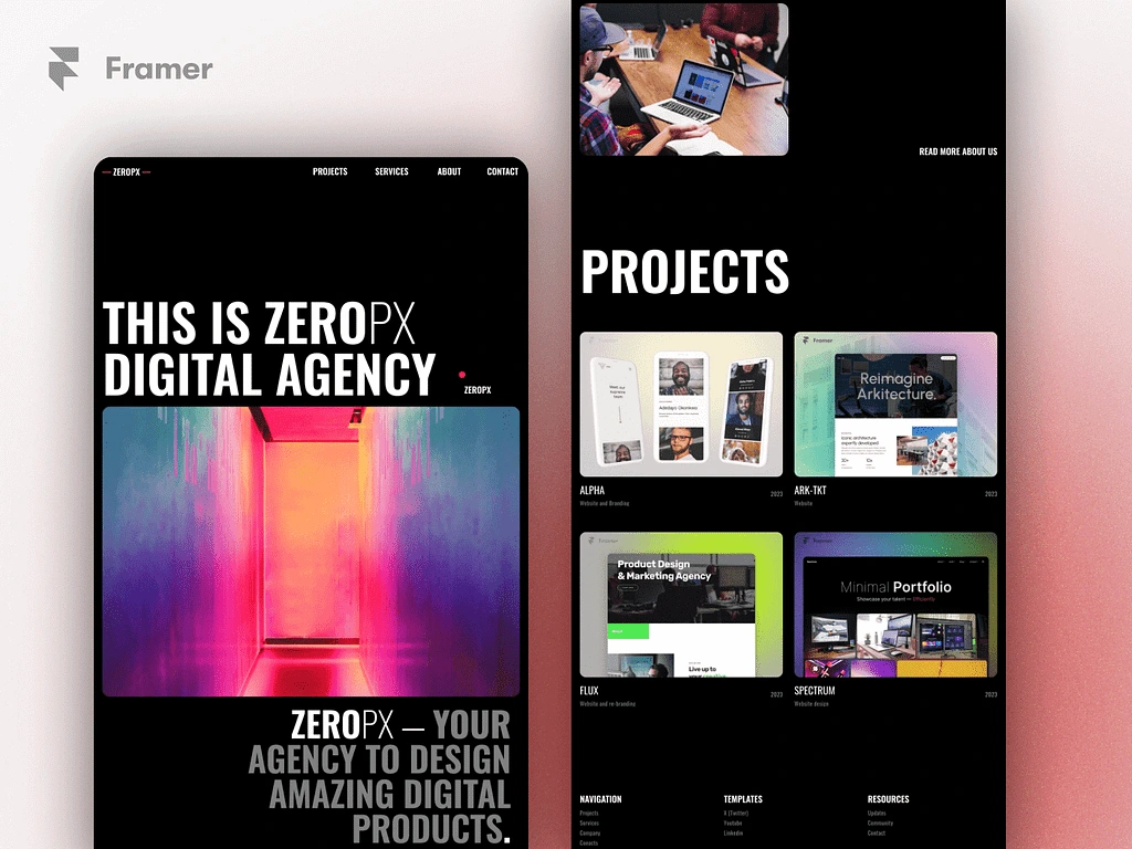 Image of the Framer Website for a Digital Agencyì