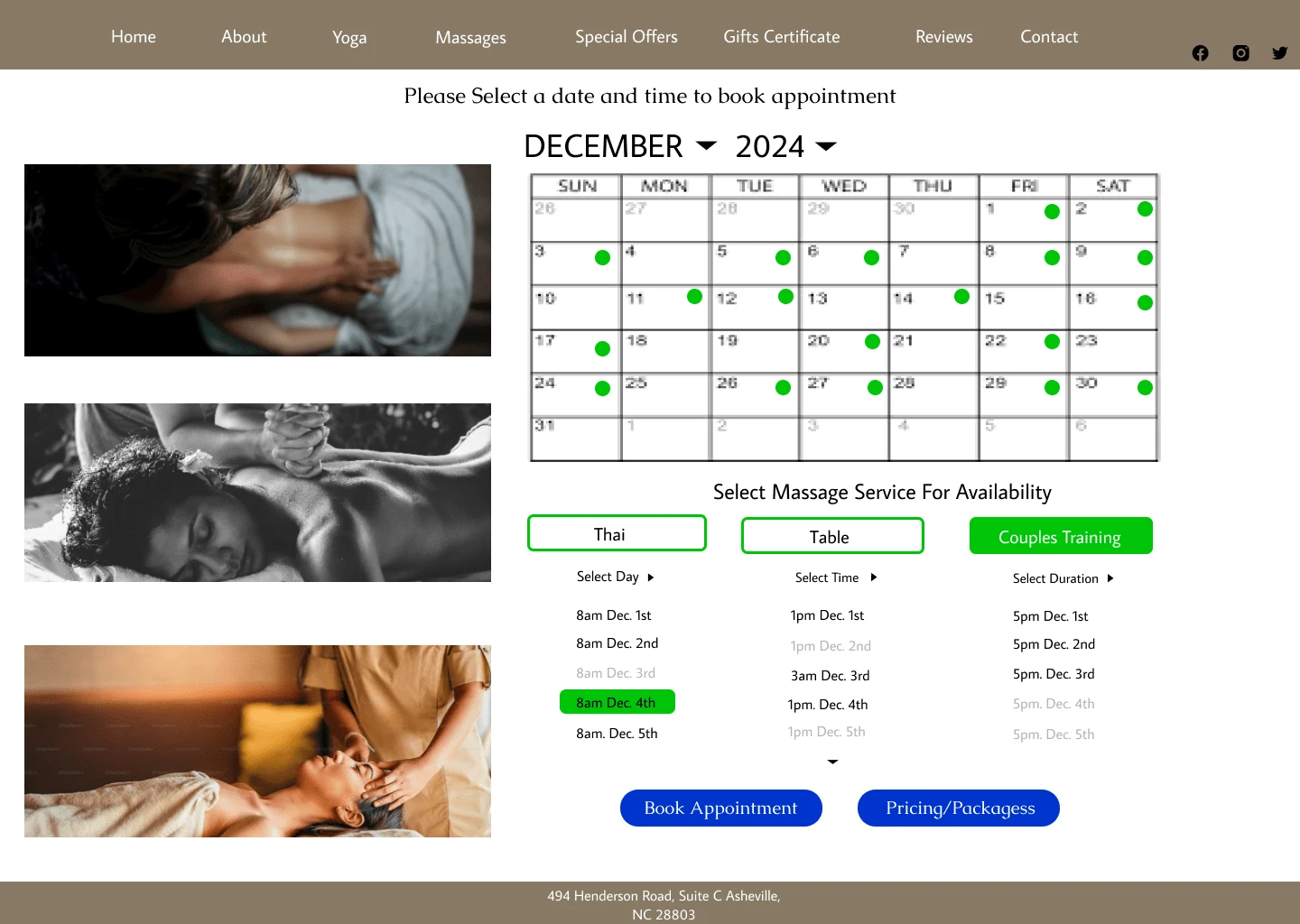 Schedule Massage Desktop Version