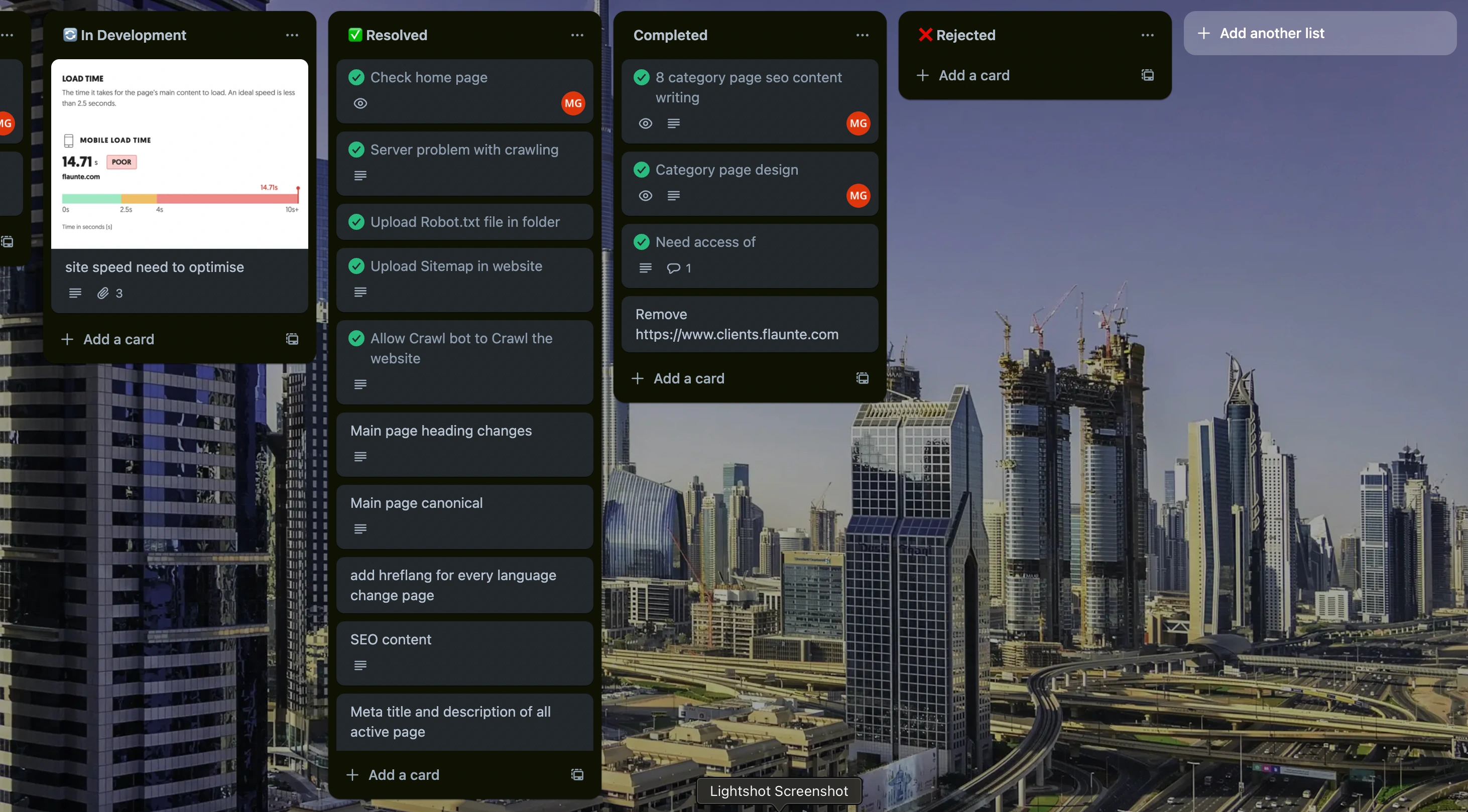 flaunte trello team dashboard