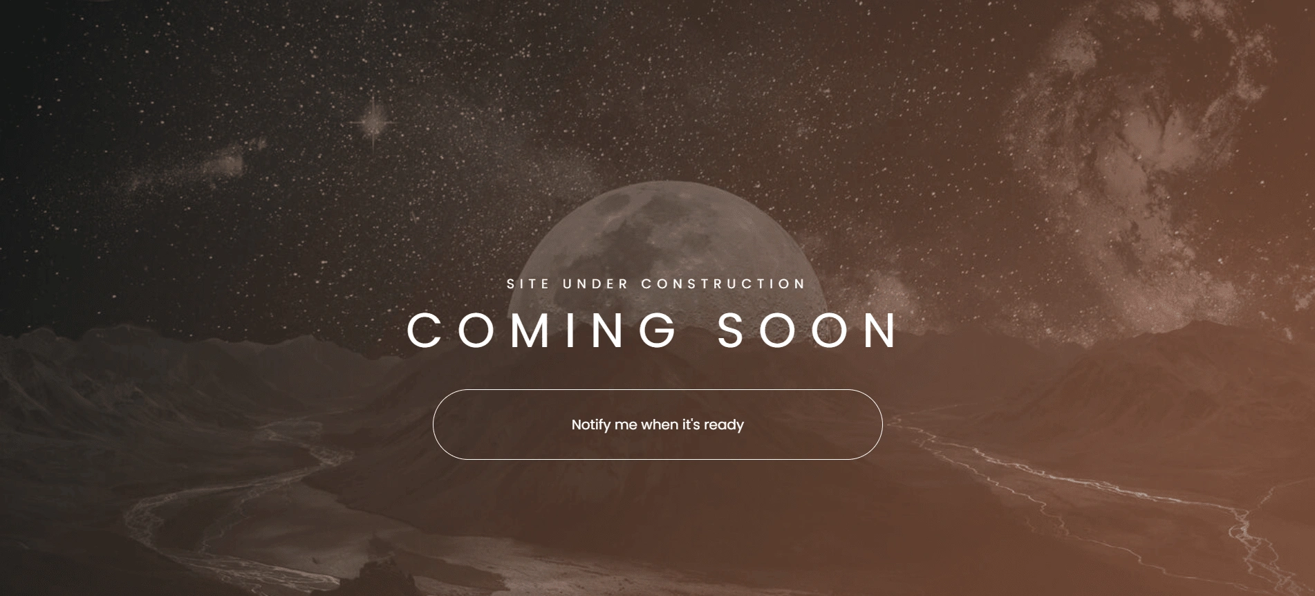 Moon Landing Page With Notify Button for Full Site Launch