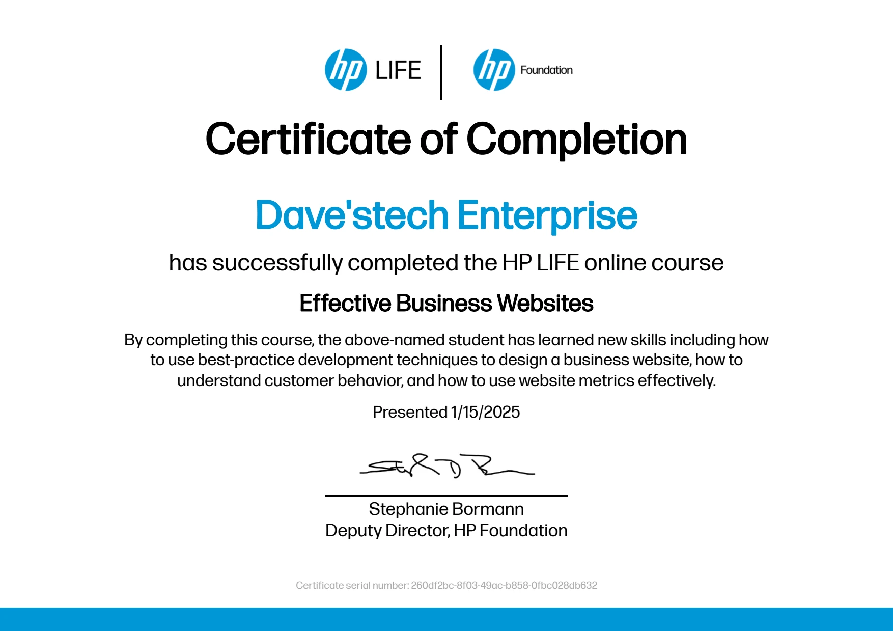 Business Website Development certified 