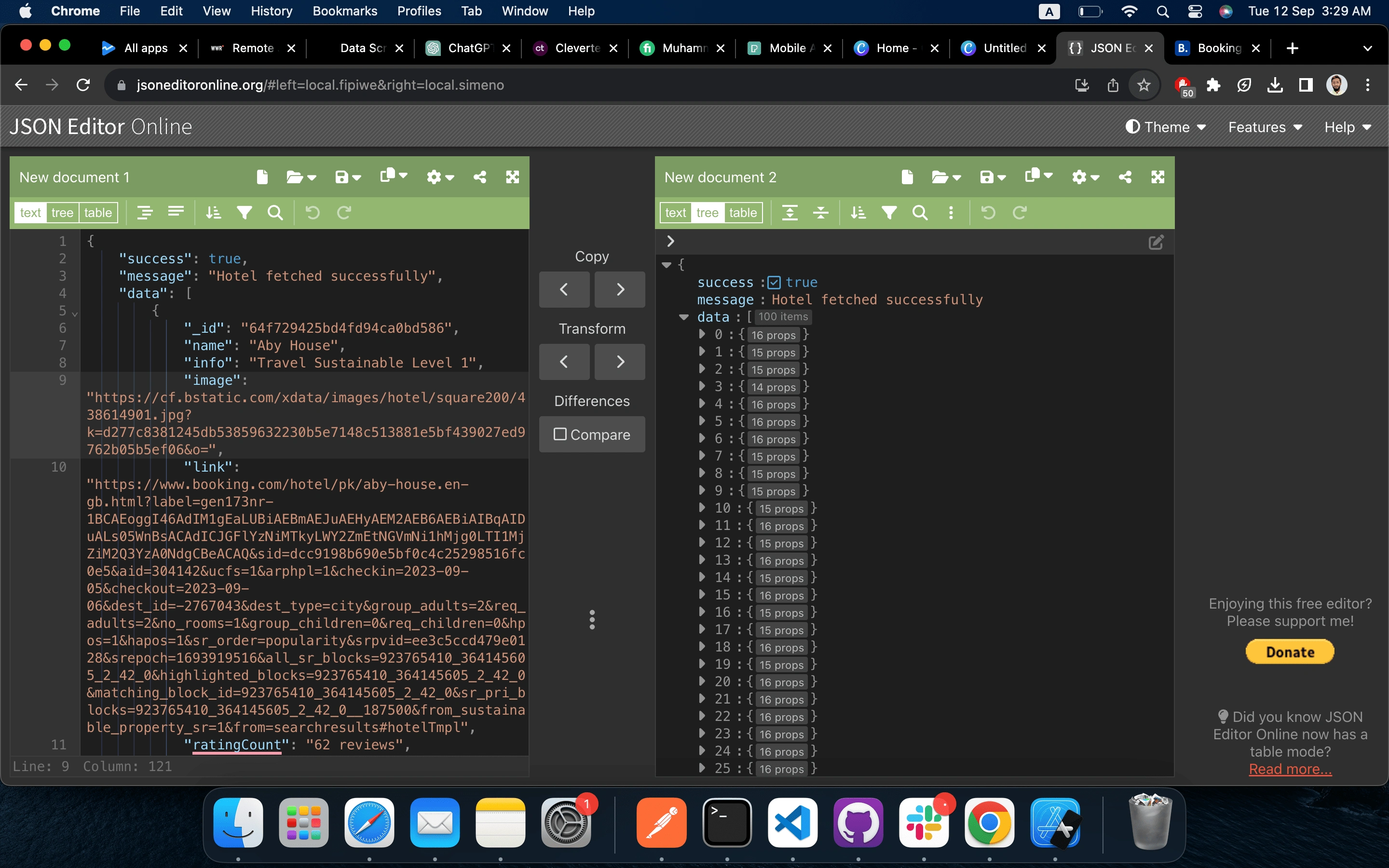 Scraped Data in the form of JSON 