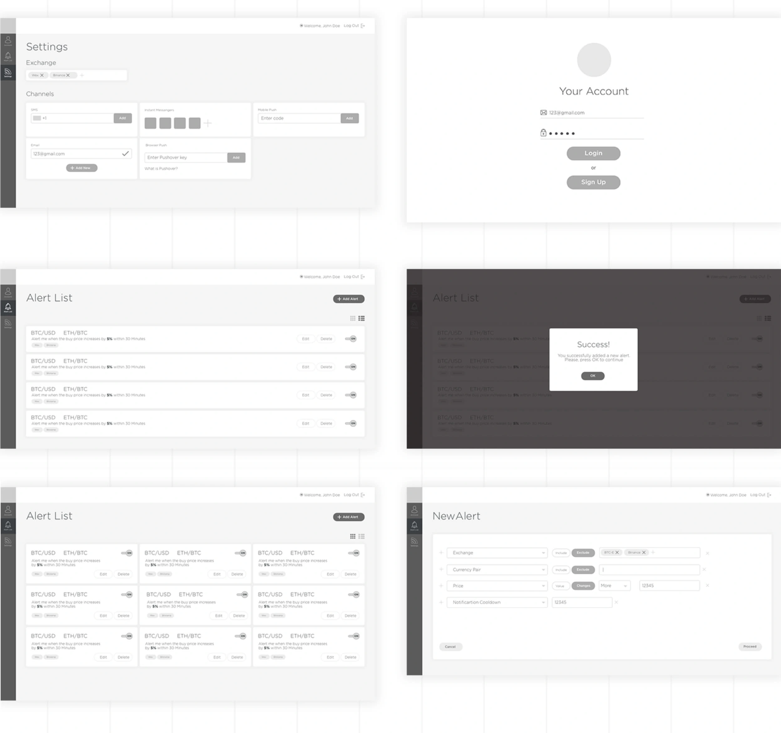 Main Wireframes