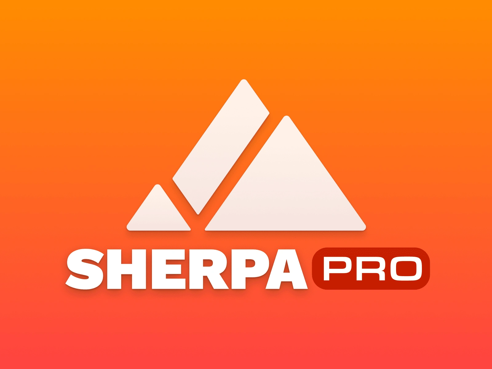 The Sherpa logo shows a mountain range with a negative space checkmark.