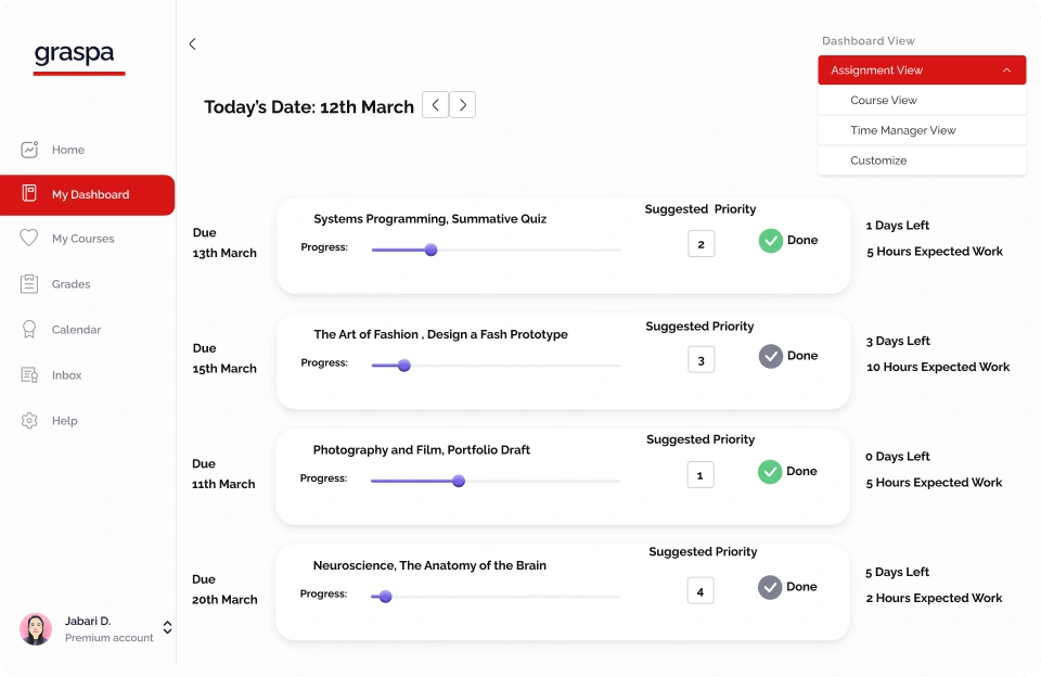 LMS Assignment View Design