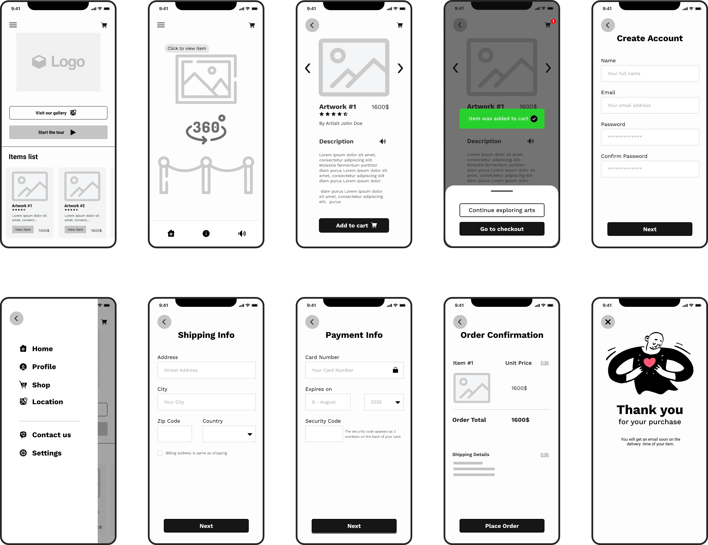 lo-fi wireframes