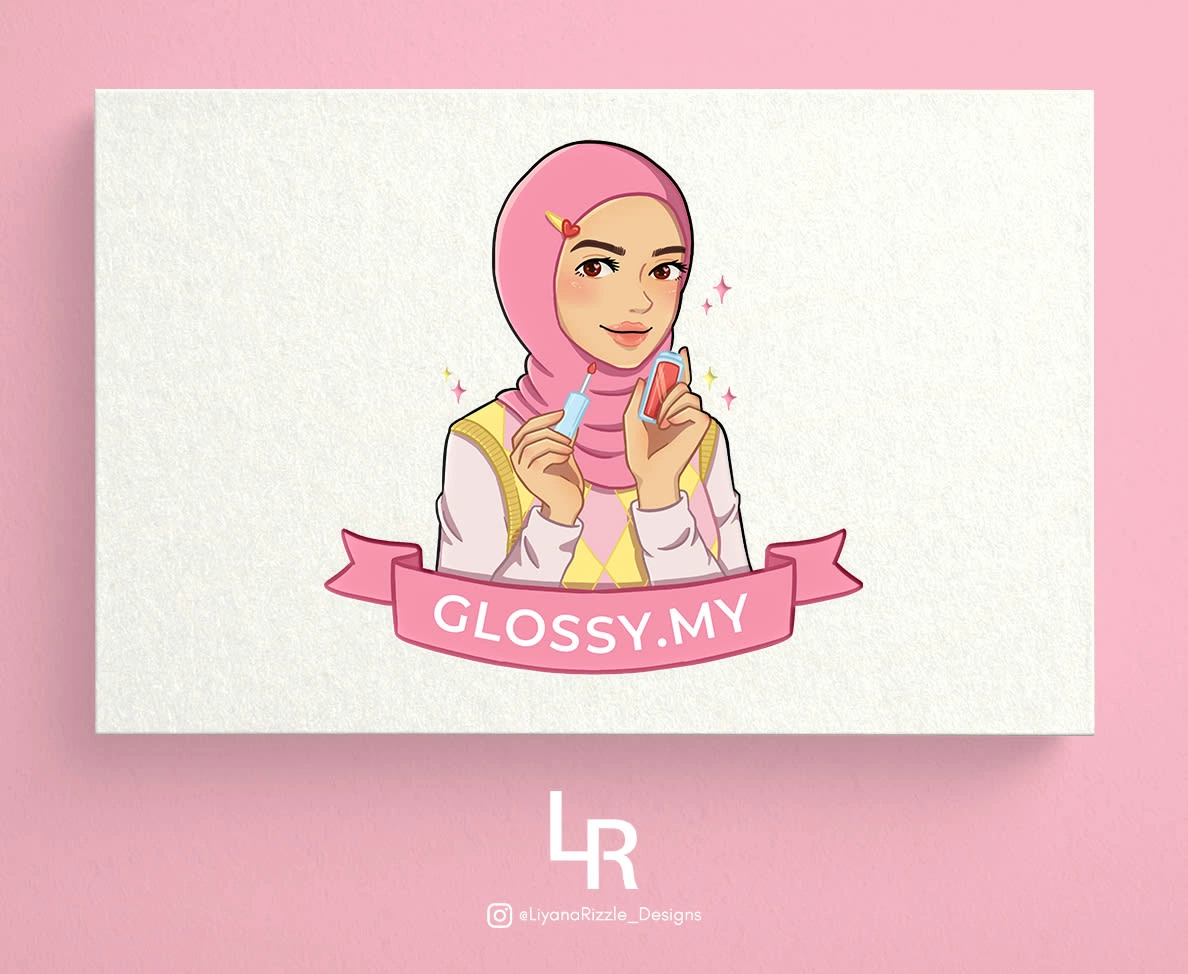 The final look of the illustration mascott for Glossy.my