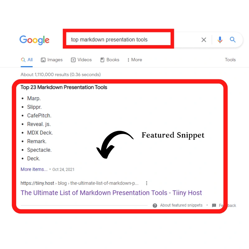 Featured snippet on one of the topics I suggested to them 