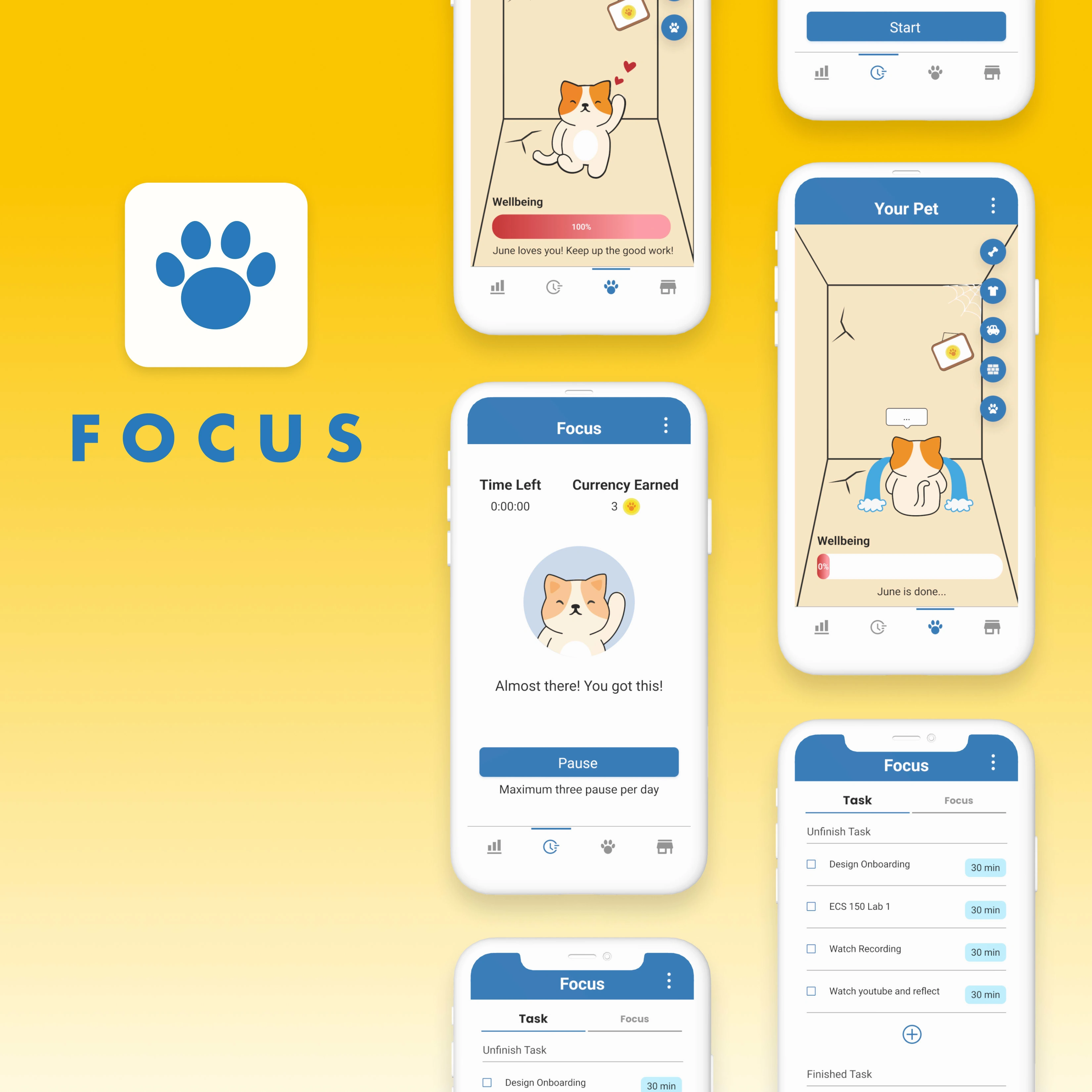 Focus: An app that prevent students to get distracted from their phone notifications while having an incentive to focus on their work.