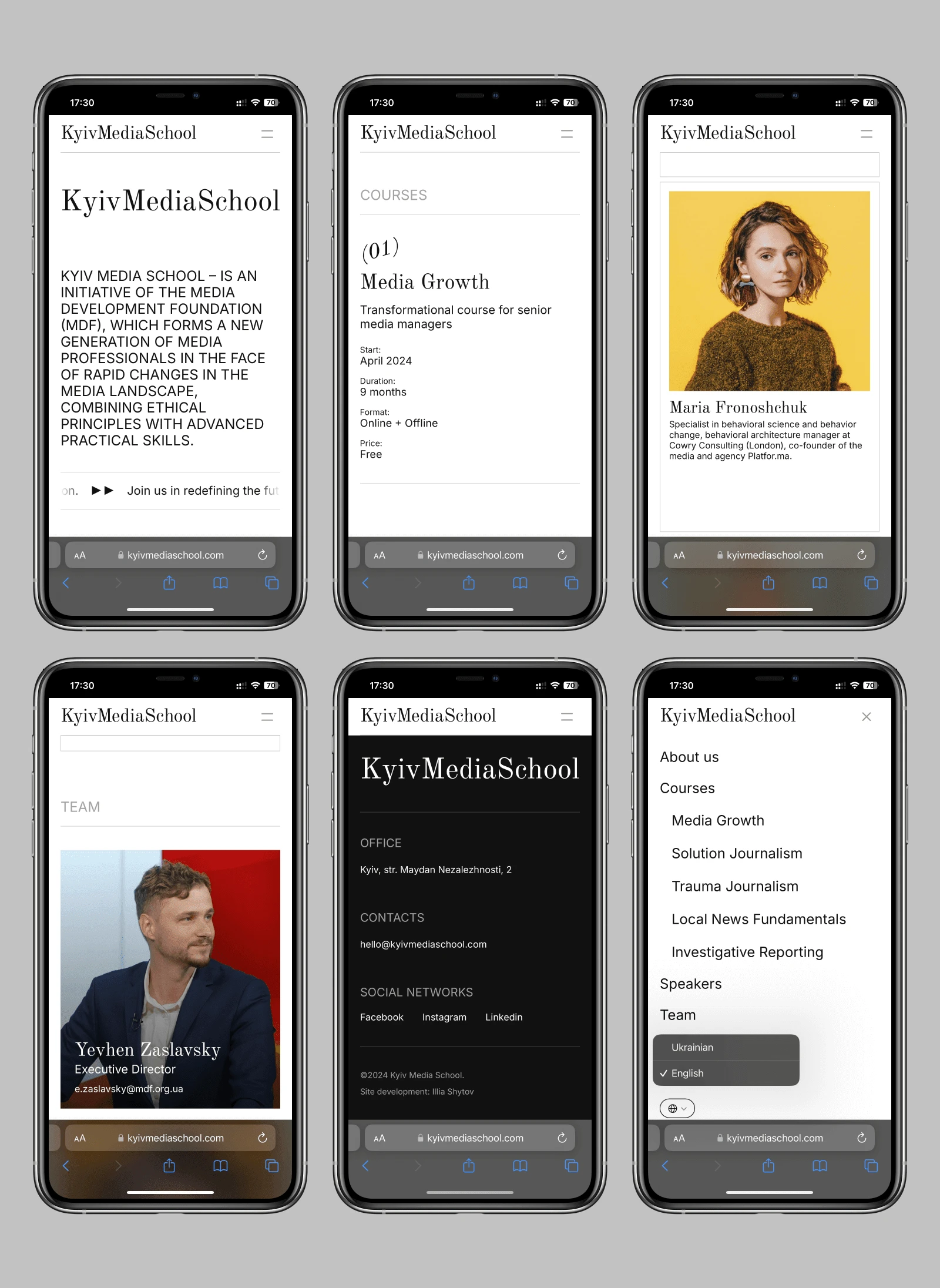 Kyiv Media School • Framer Website Mobile Preview