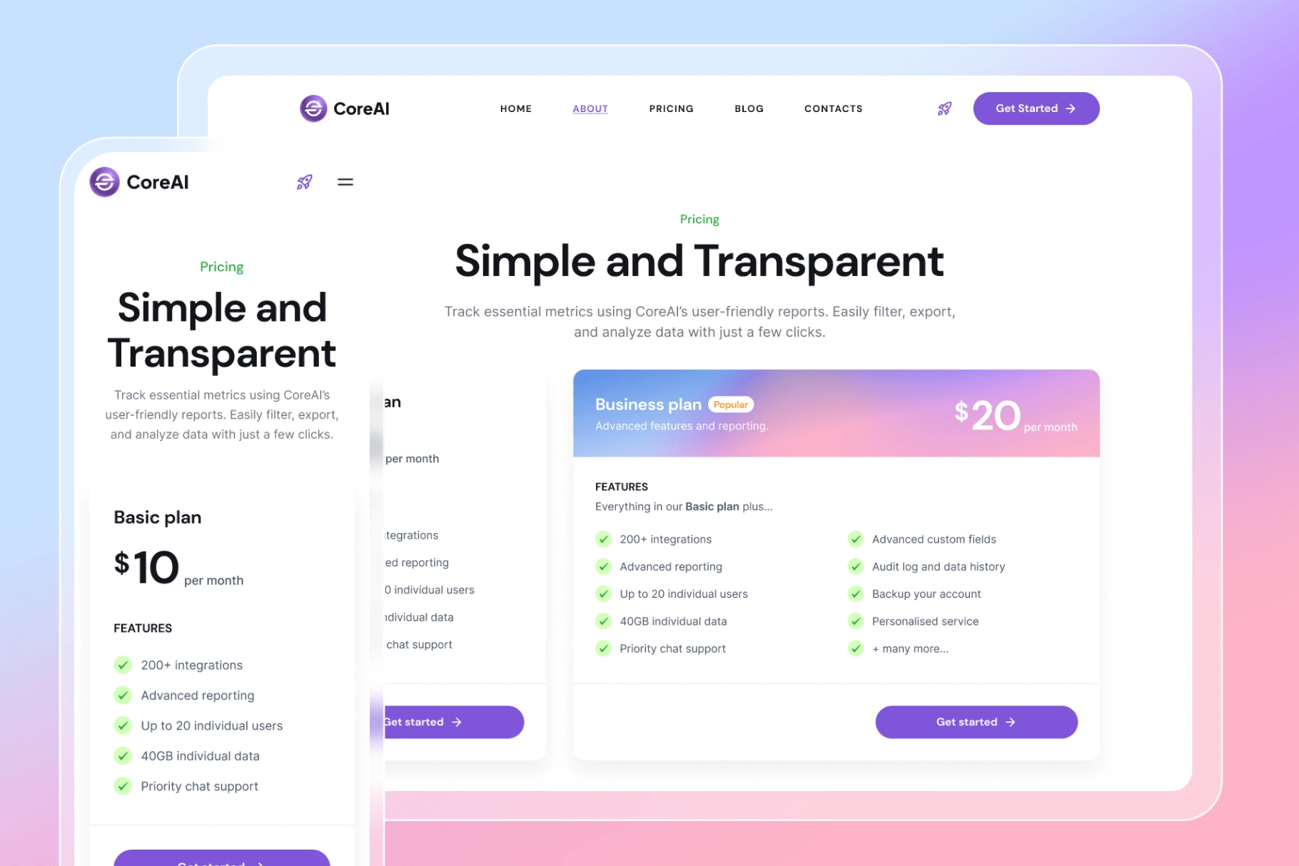 Pricing page