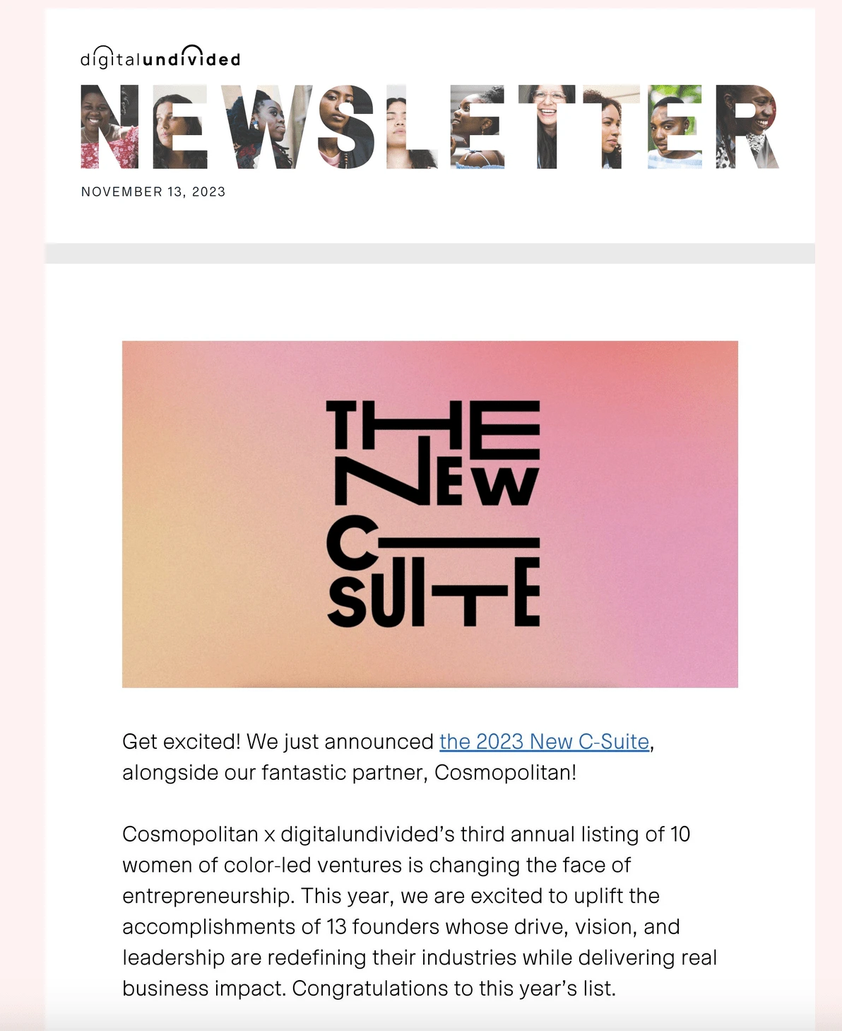 E-newsletter intro for program launch.