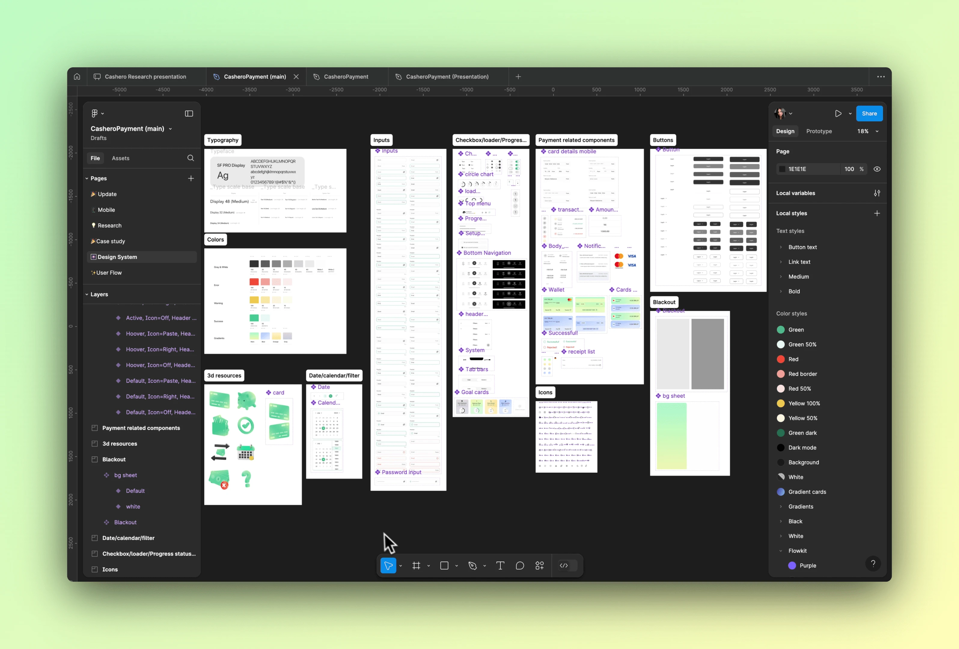 The "Design system" included in the Cashero