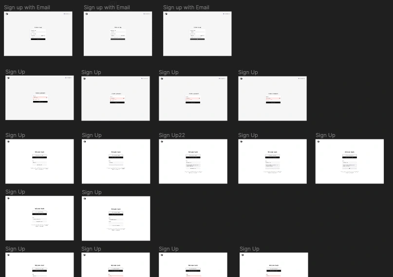 Here’s an example of the login screen in Figma —without connected components, each update had to be made individually, and there were no states in place.