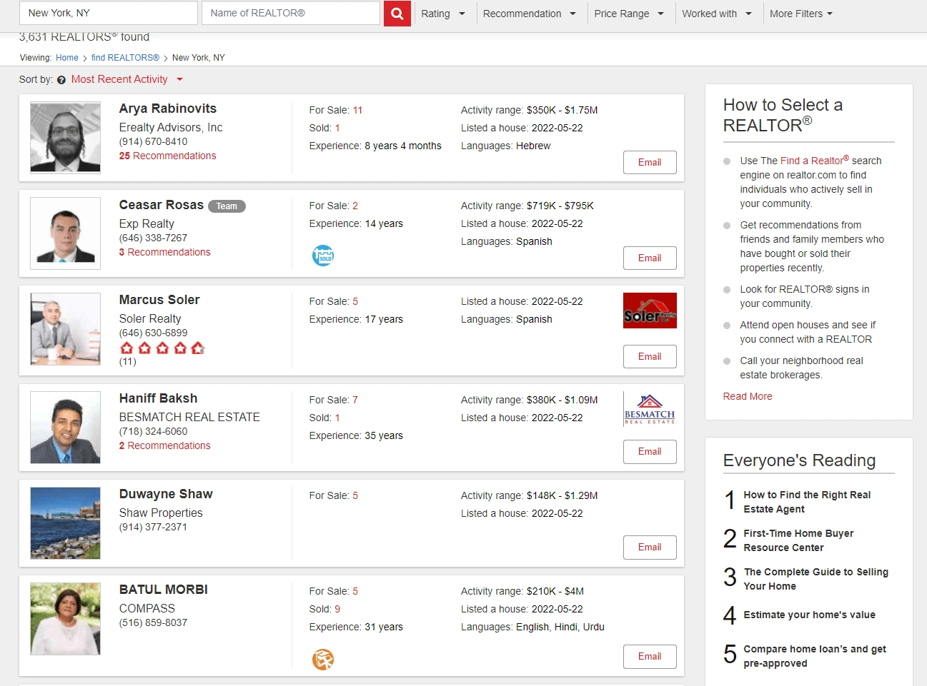 website with the original data on real estate agents on NY