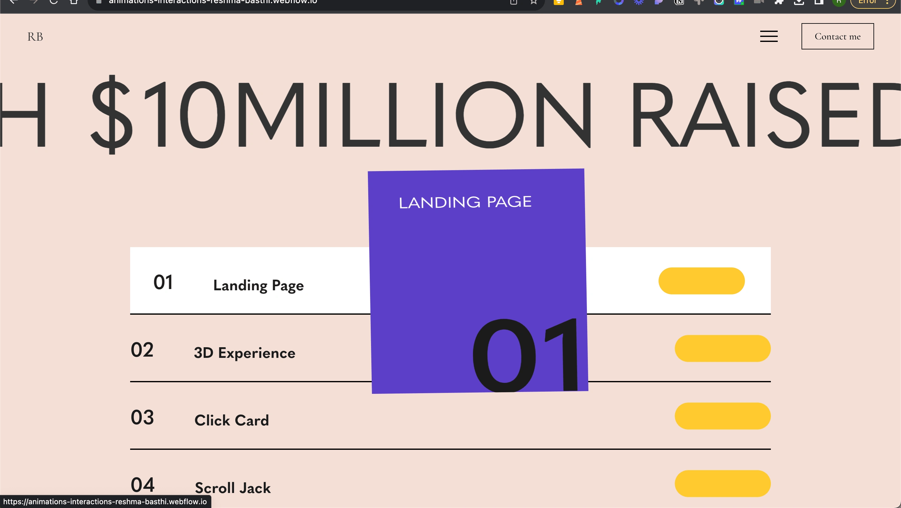 Card link Hover with mouse interaction