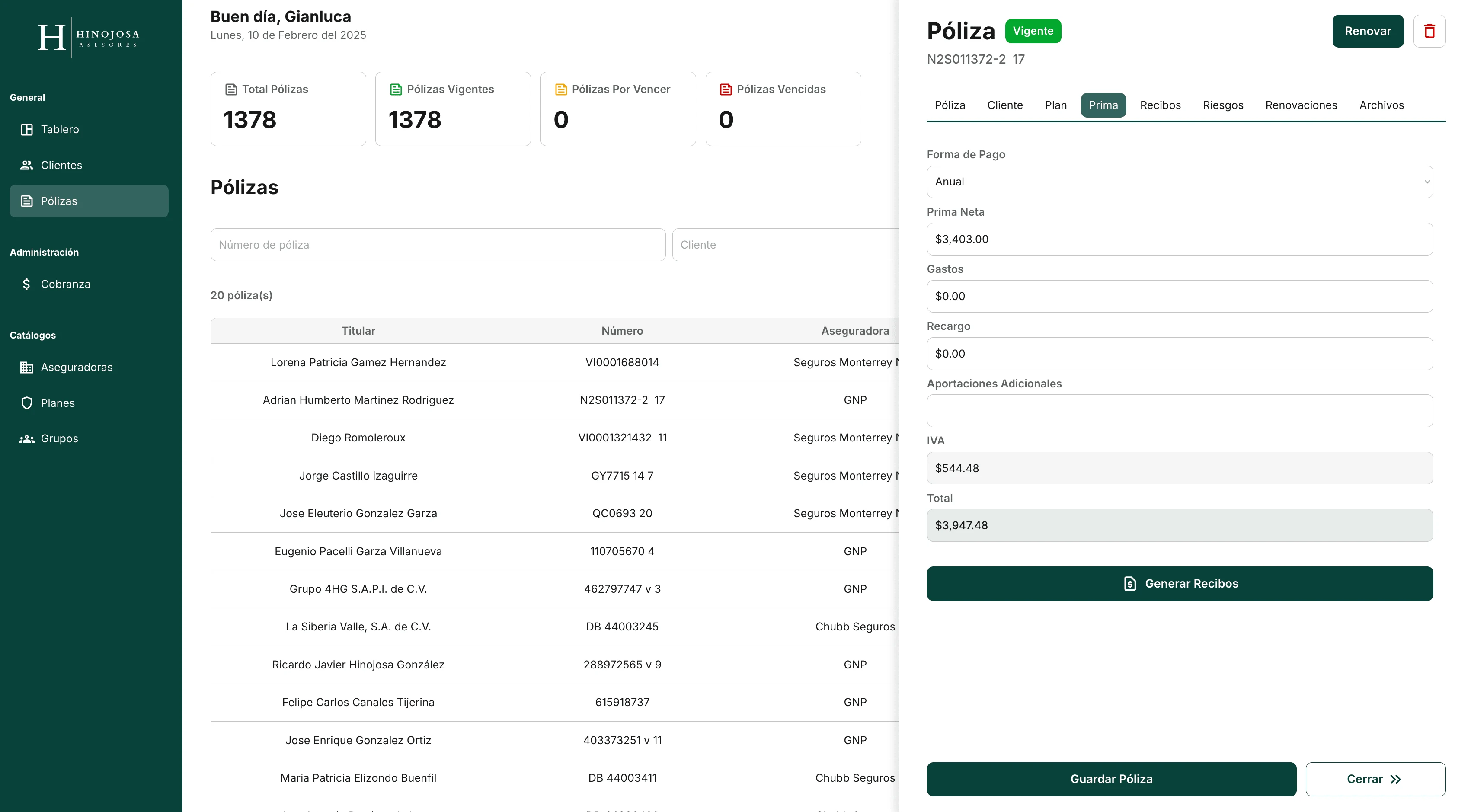 Insurance Policies - Side Panel