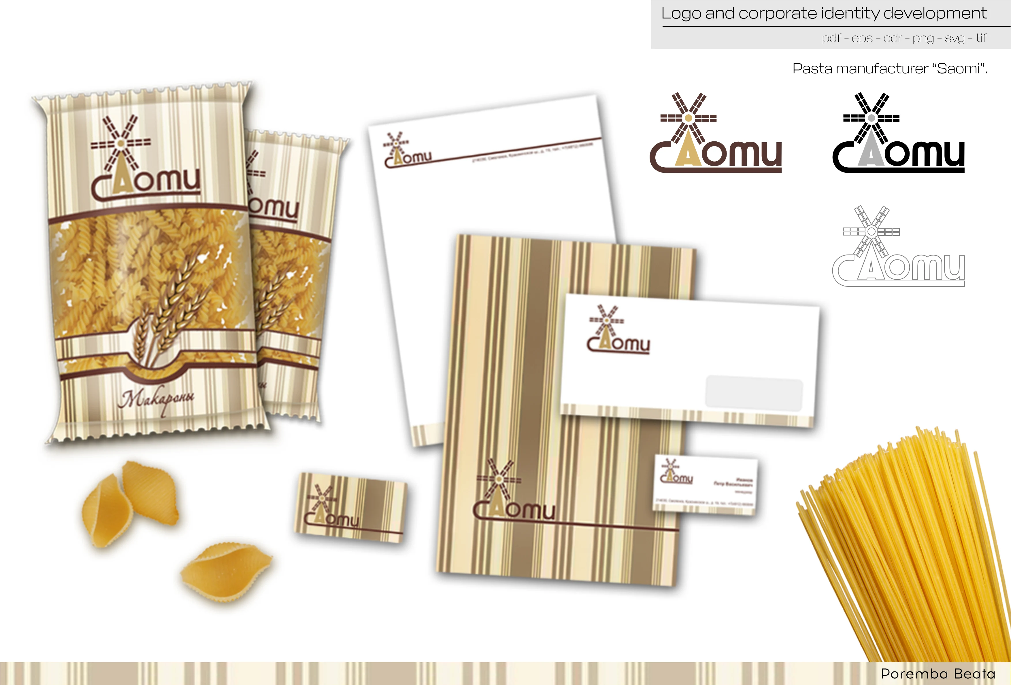 SAOMI. Logo and corporate identity development. Brand design. Pasta manufacter.