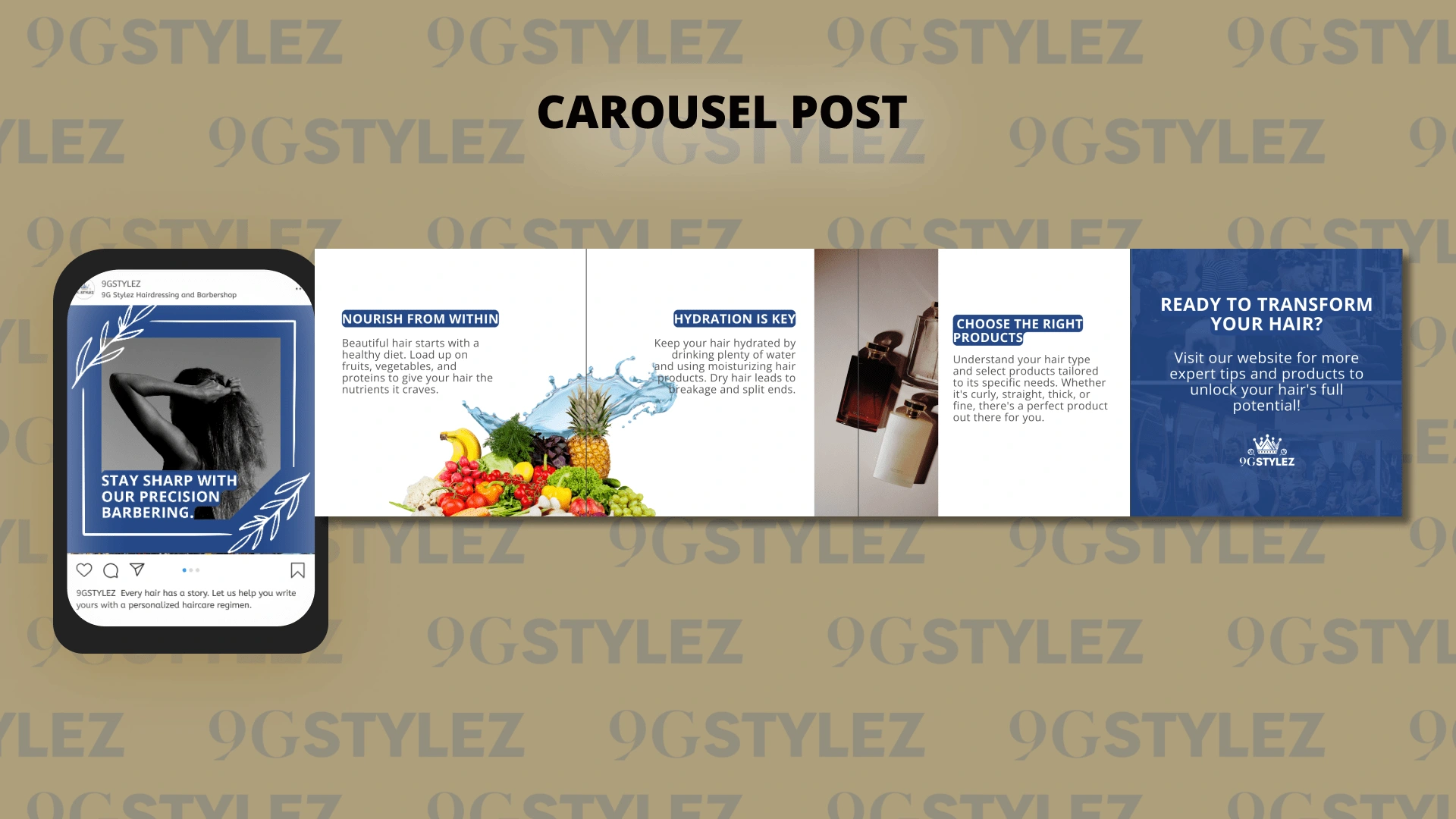 Carousel for 9GStylez. A carousel post is a set of images that is SEO friendly, connected, and howcase products creatively.