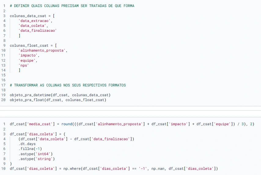 Data treatment for one of the tables using Pandas