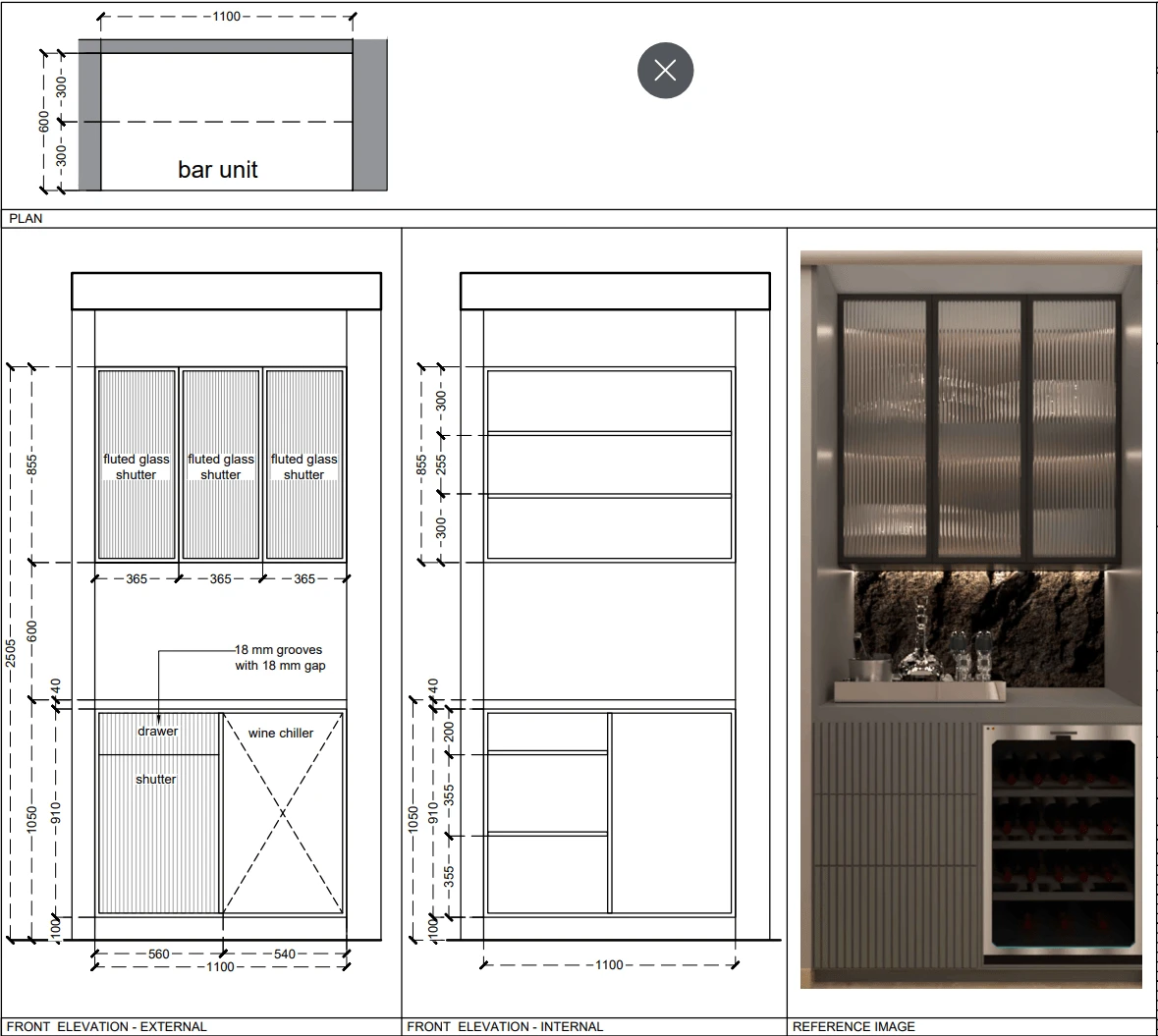 Bar Unit - Detailed Drawing